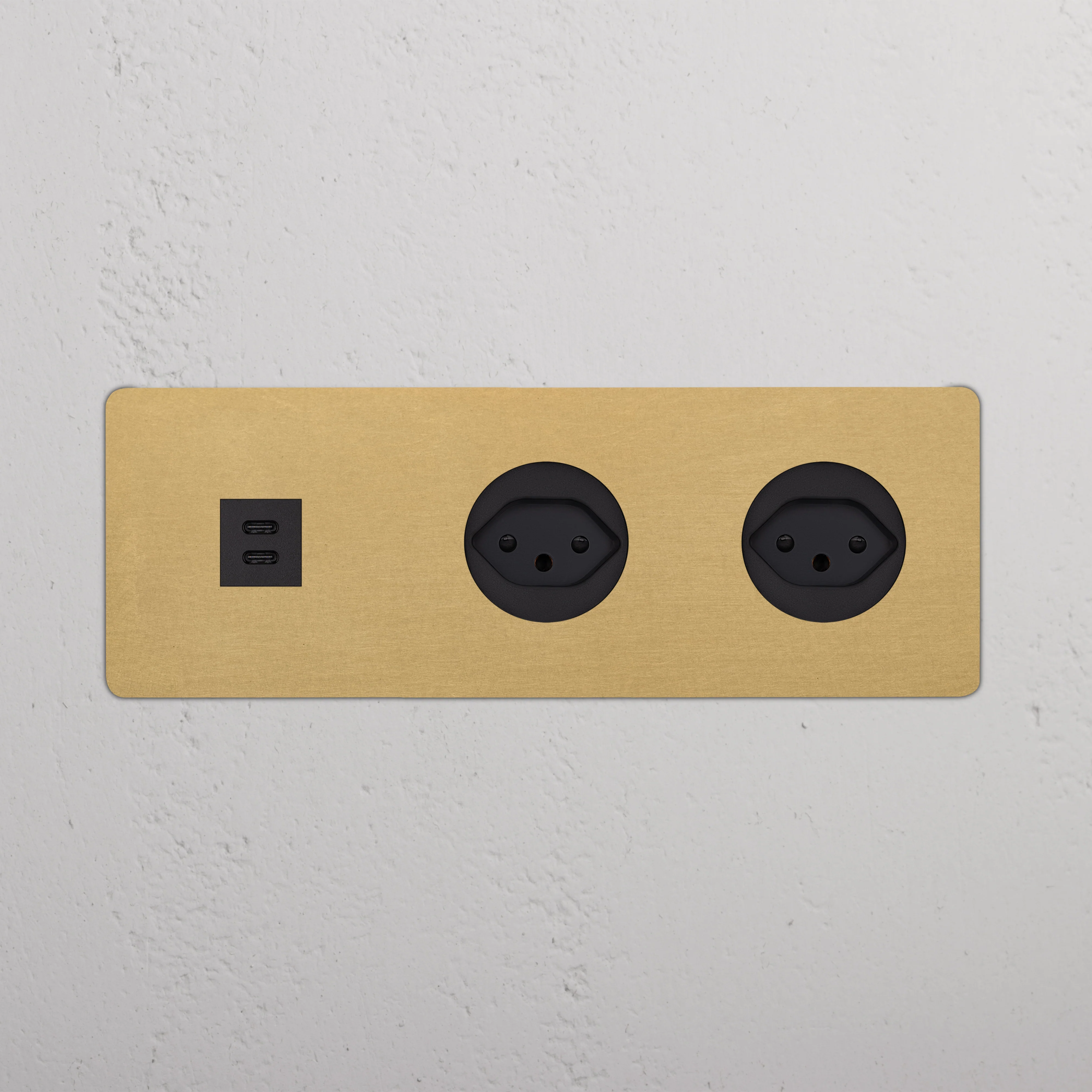 Kew Triple USB-C 30W & 2x Swiss Type J Socket - Antique Brass | Black - Image 2
