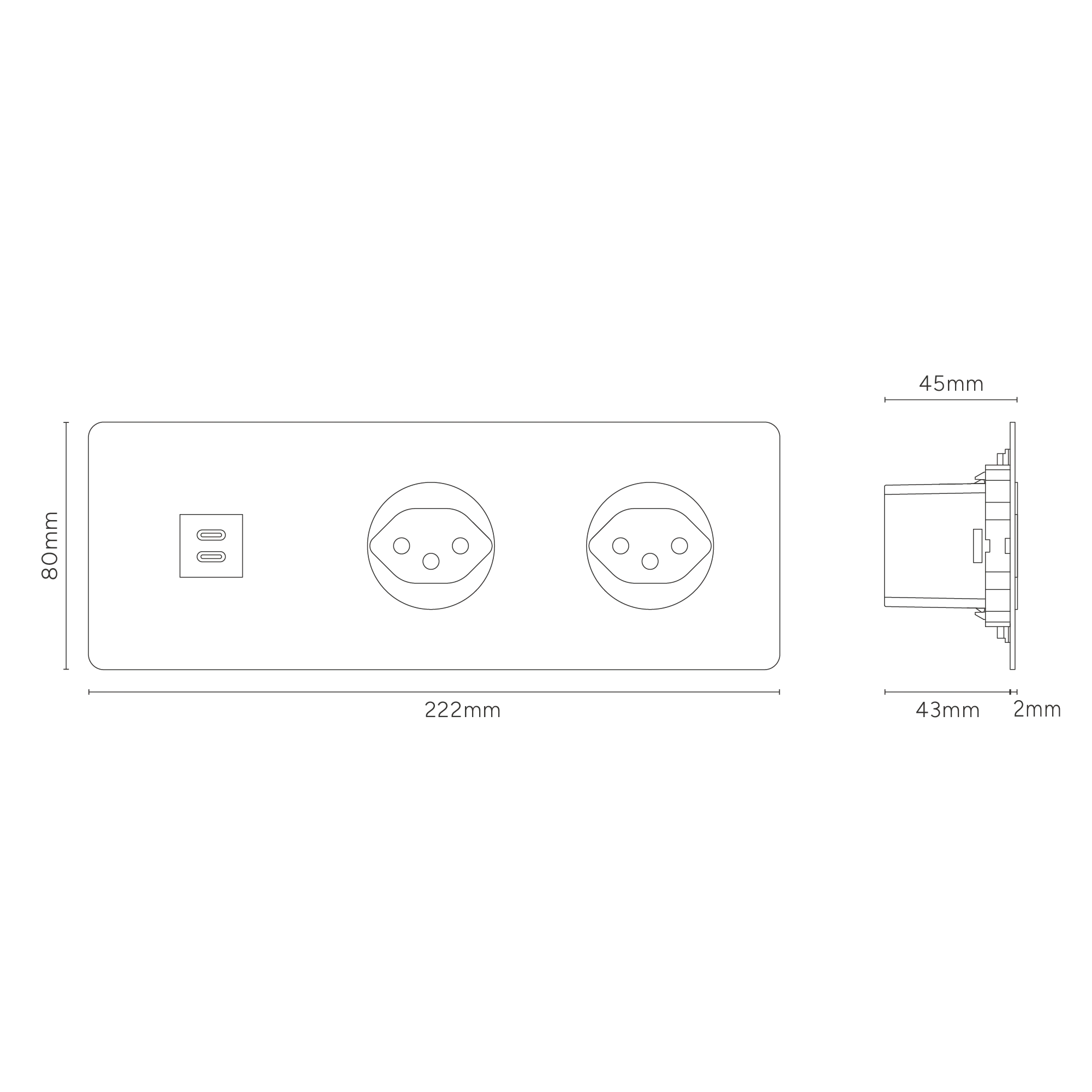 Kew Triple USB-C 30W & 2x Swiss Type J Socket - Antique Brass | Black - Image 4
