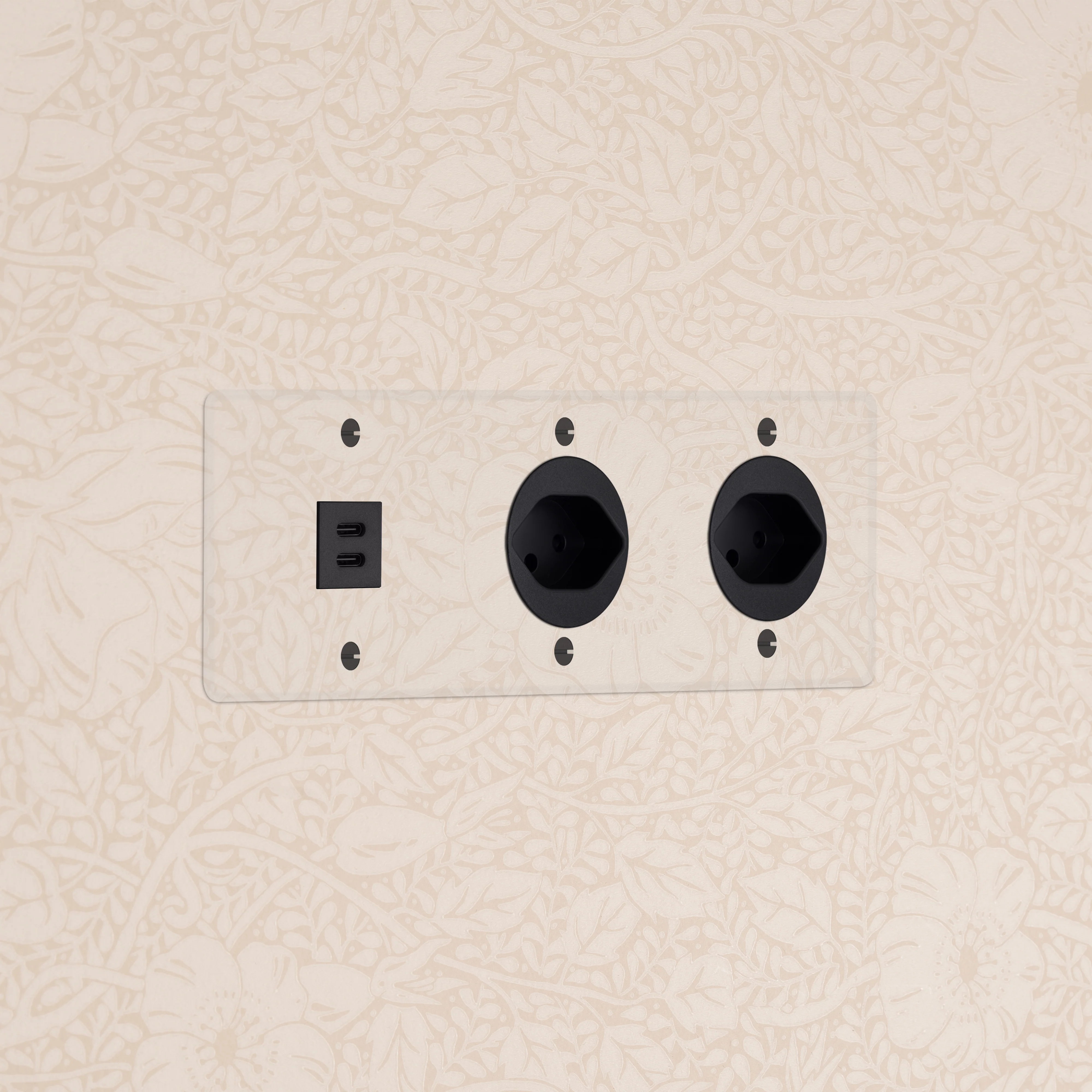 Kew Triple USB-C 30W & 2x Swiss Type J Socket - Clear | Black