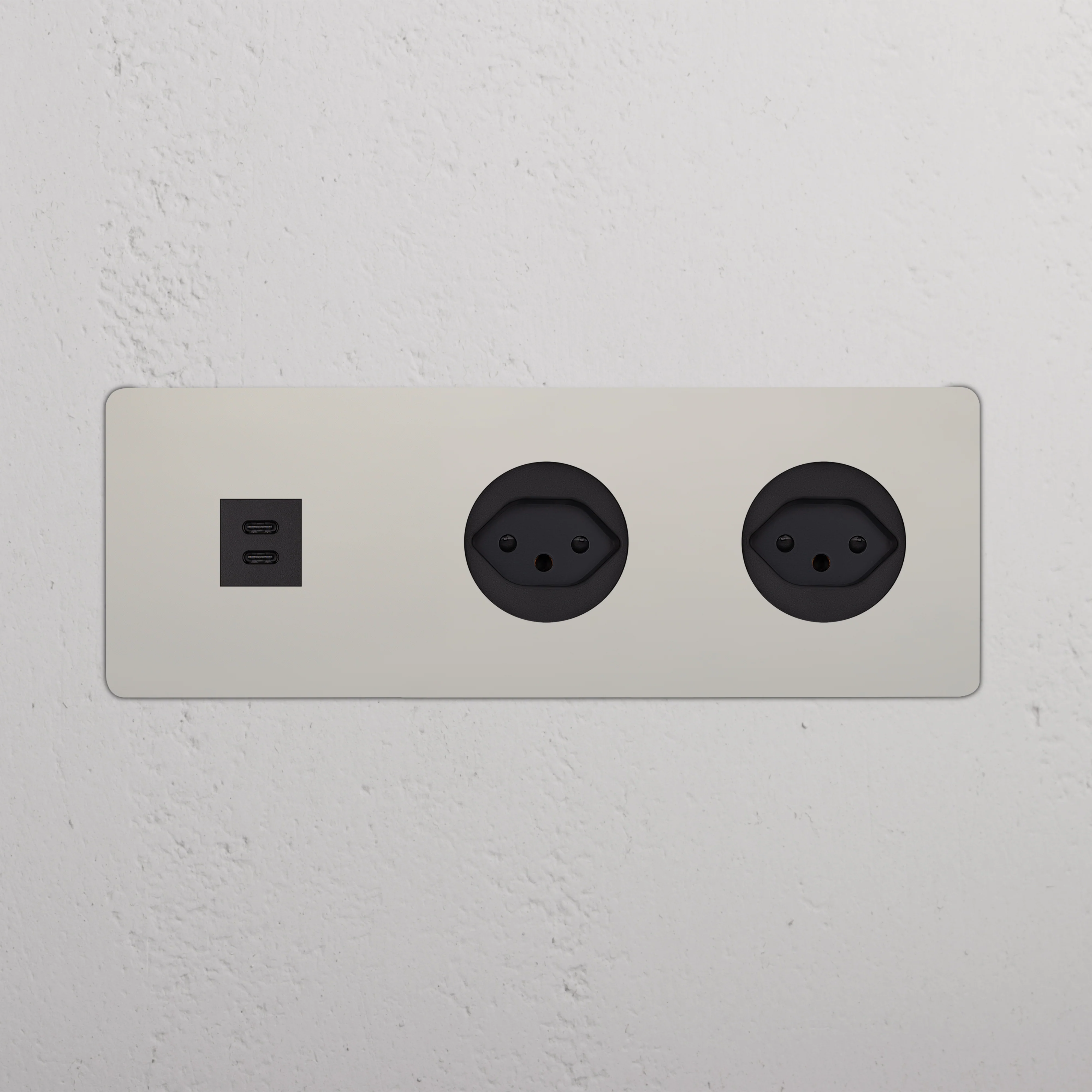 Kew Triple USB-C 30W & 2x Swiss Type J Socket - Polished Nickel | Black - Image 2