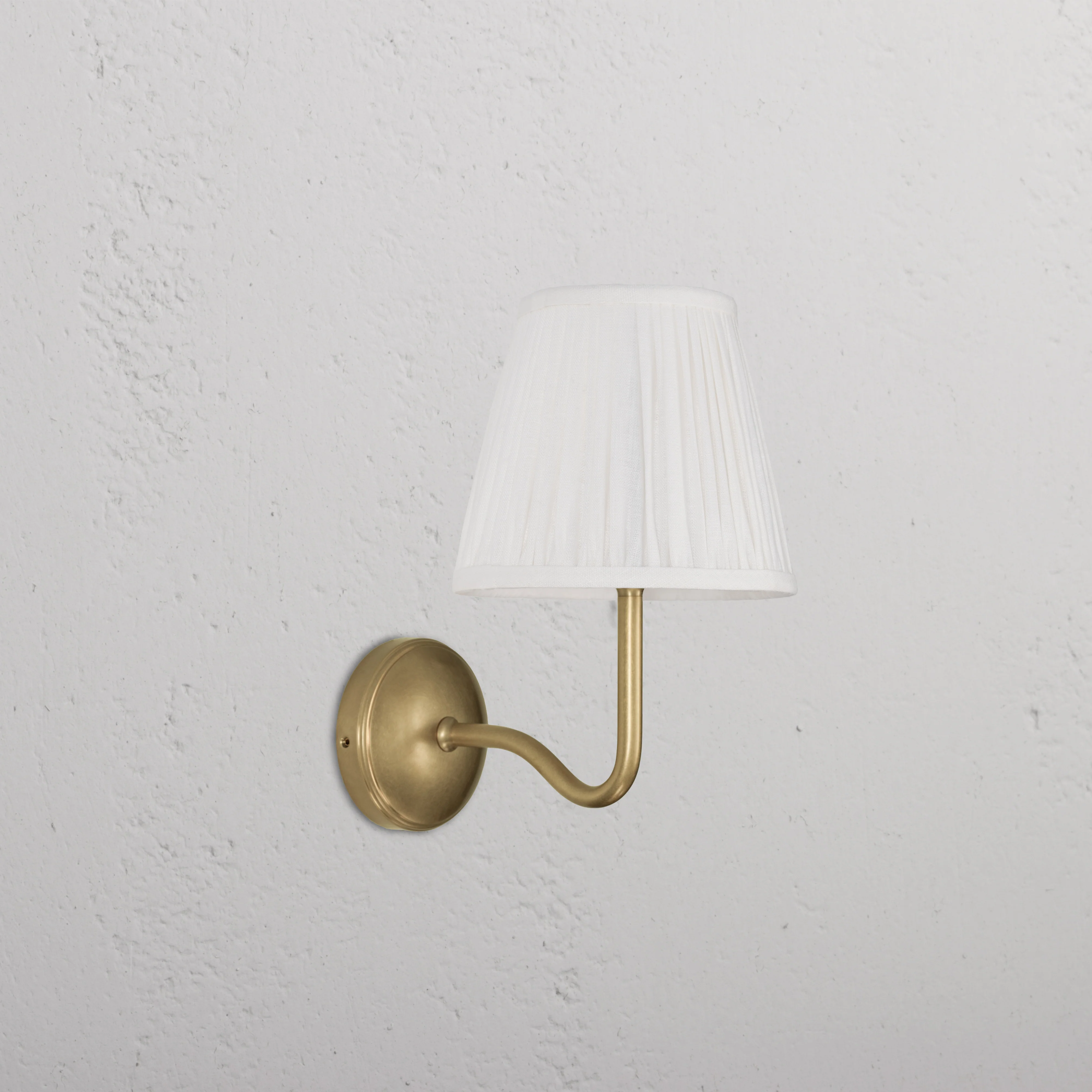 Malvern Medium Wall Light Pleated Alabaster White - Antique Brass