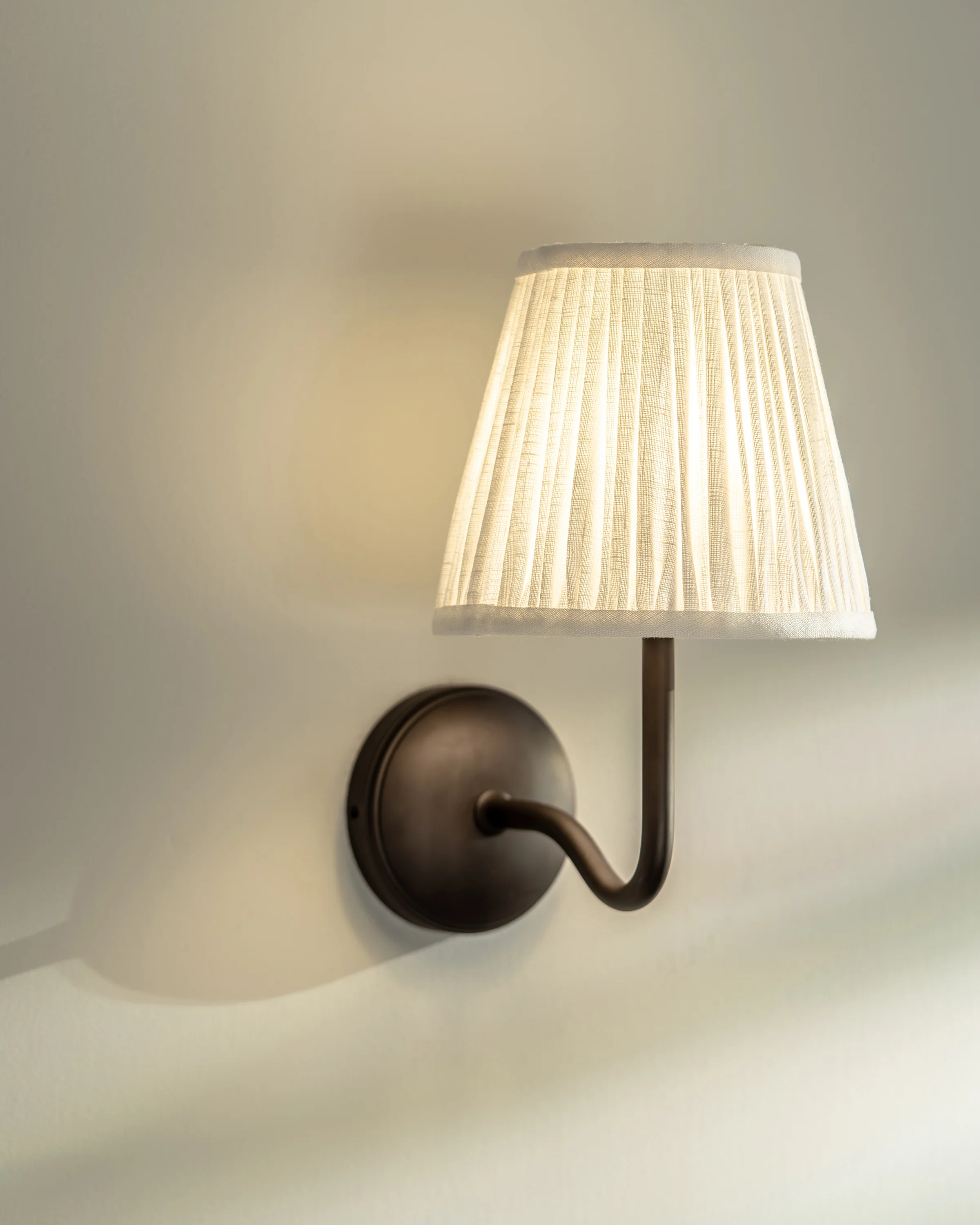 Malvern Medium Wall Light Pleated Alabaster White - Bronze  - Image 5