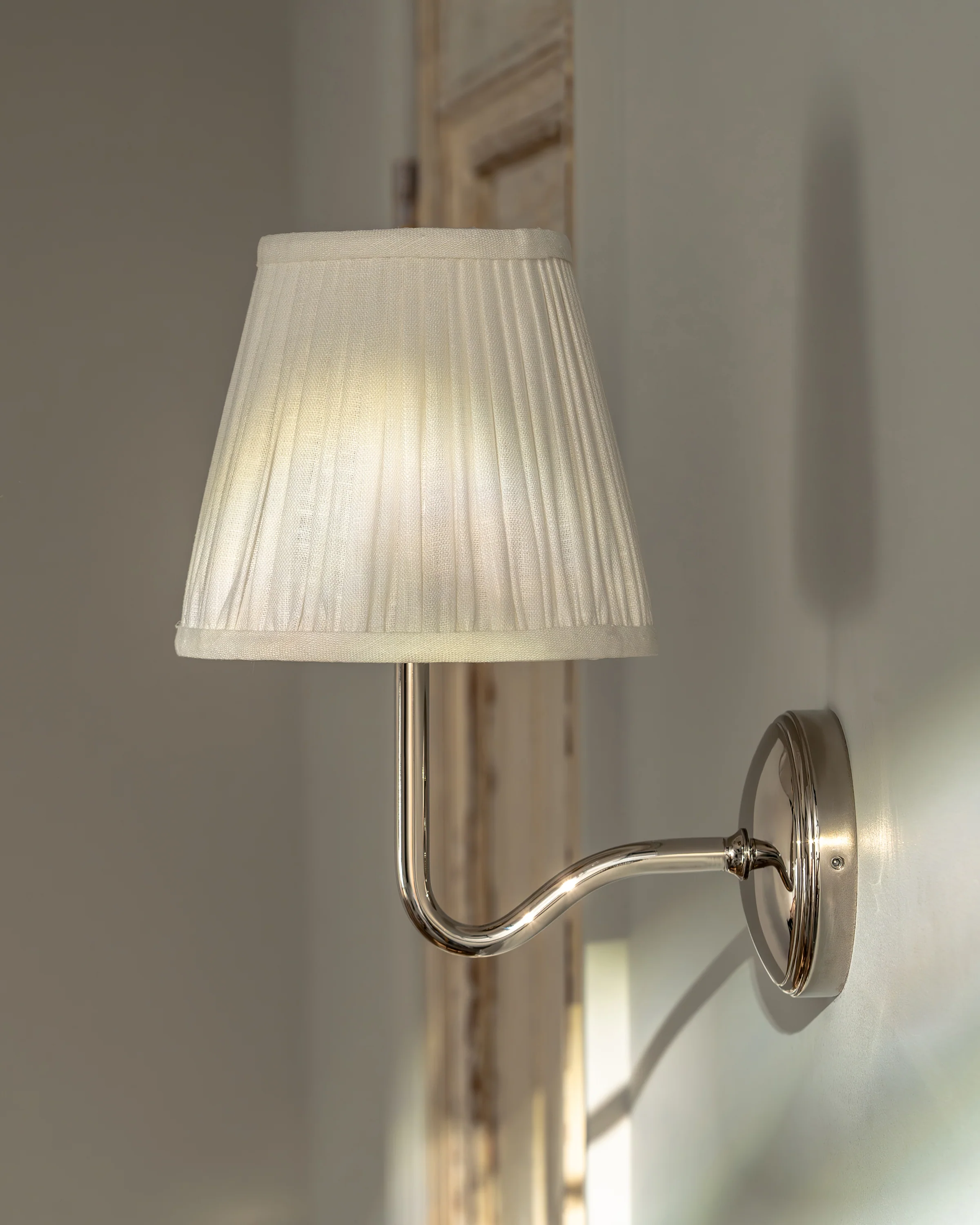 Malvern Medium Wall Light Pleated Alabaster White - Polished Nickel - Image 3