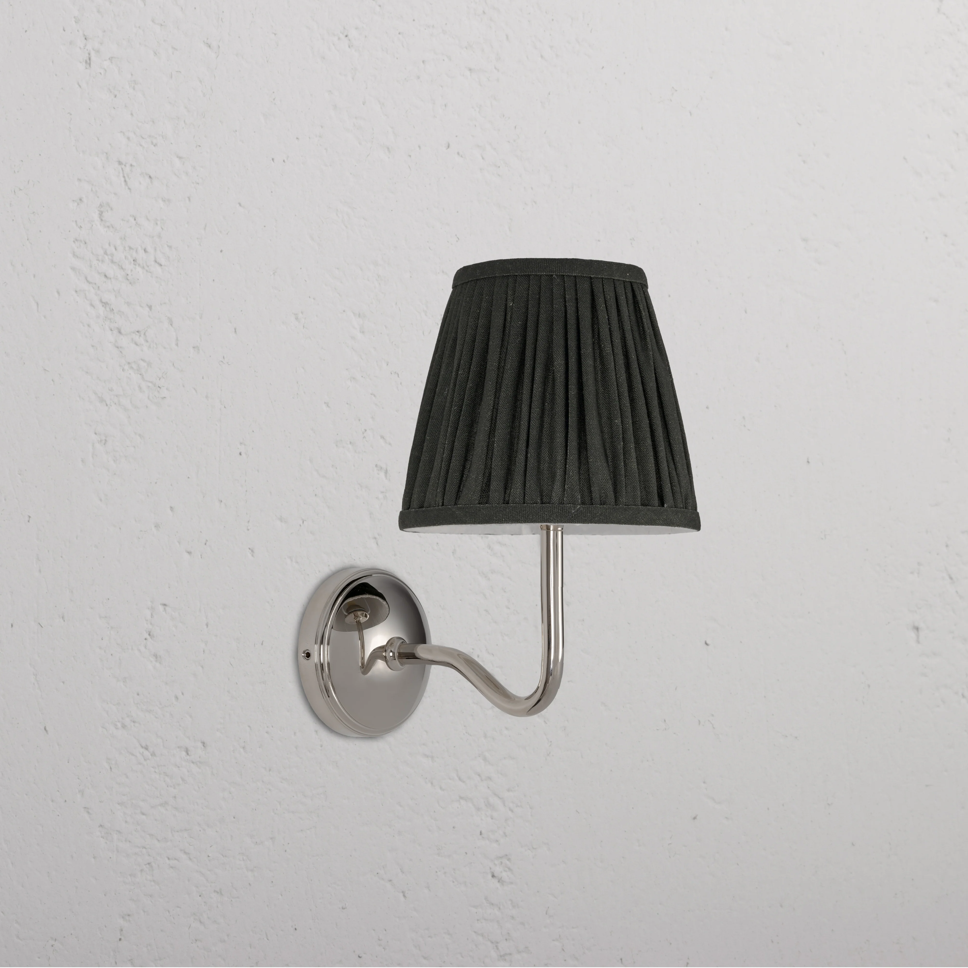 Malvern Medium Wall Light Pleated Deep Green - Polished Nickel