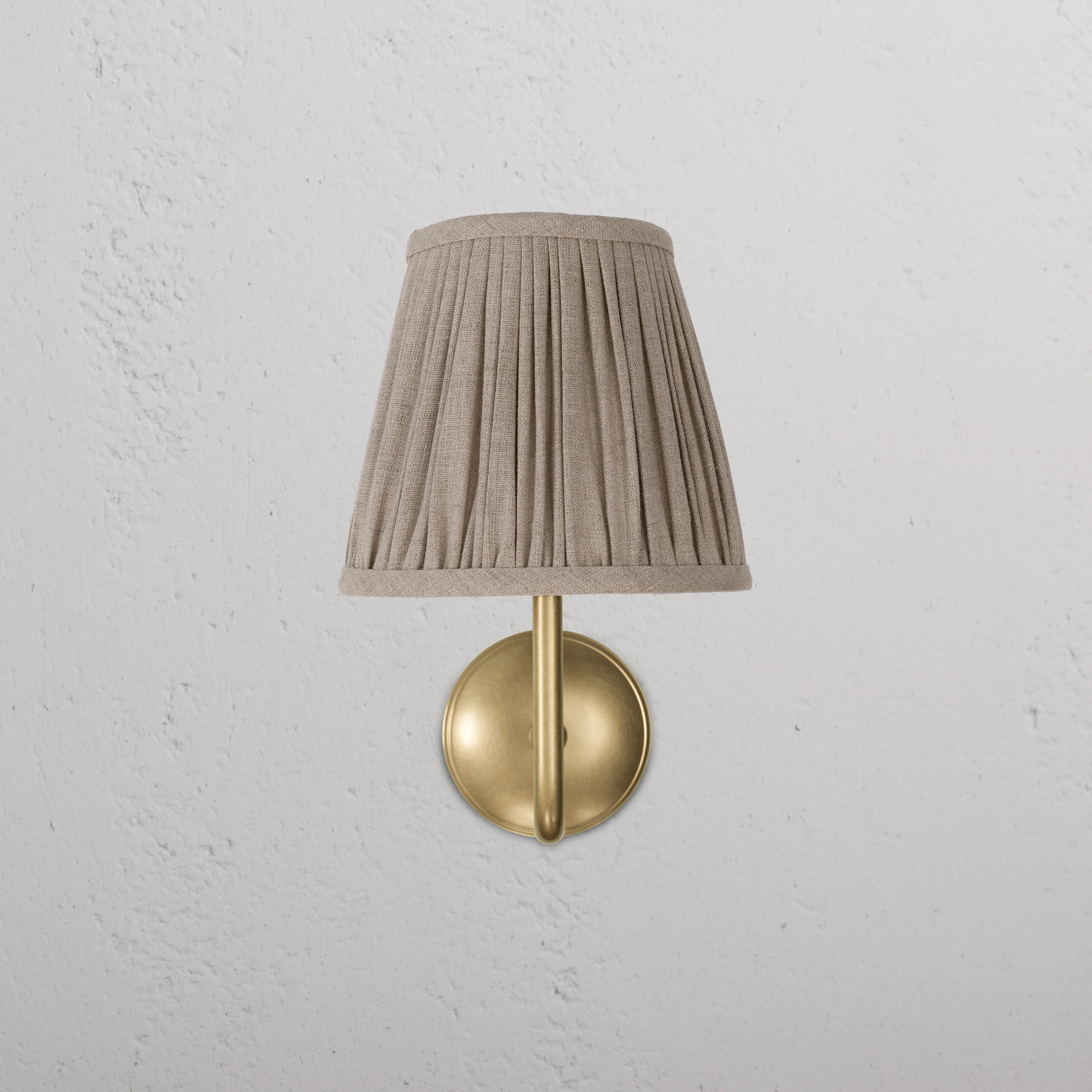 Malvern Medium Wall Light Pleated Natural Beige - Antique Brass - Image 2