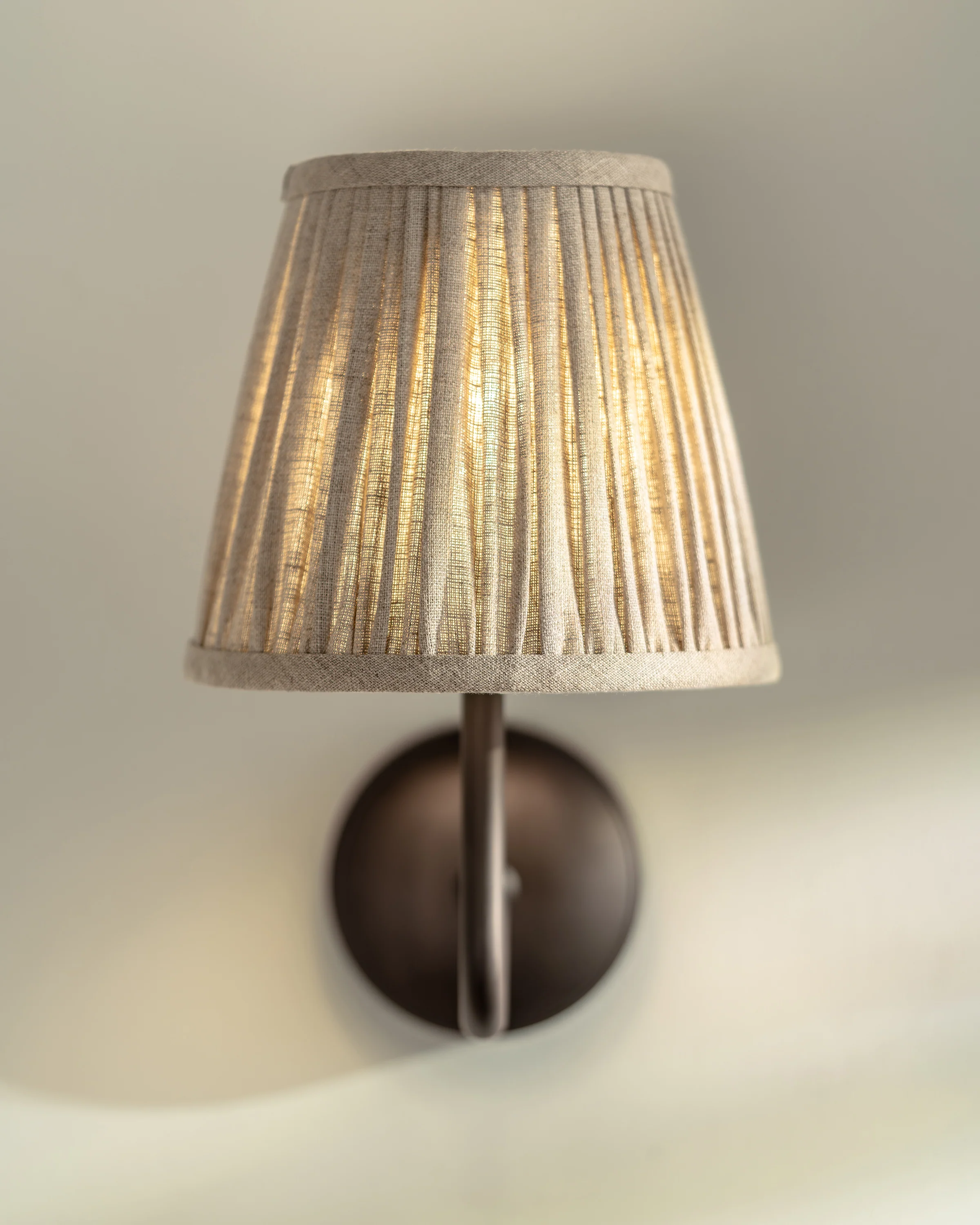 Malvern Medium Wall Light Pleated Natural Beige - Bronze  - Image 6