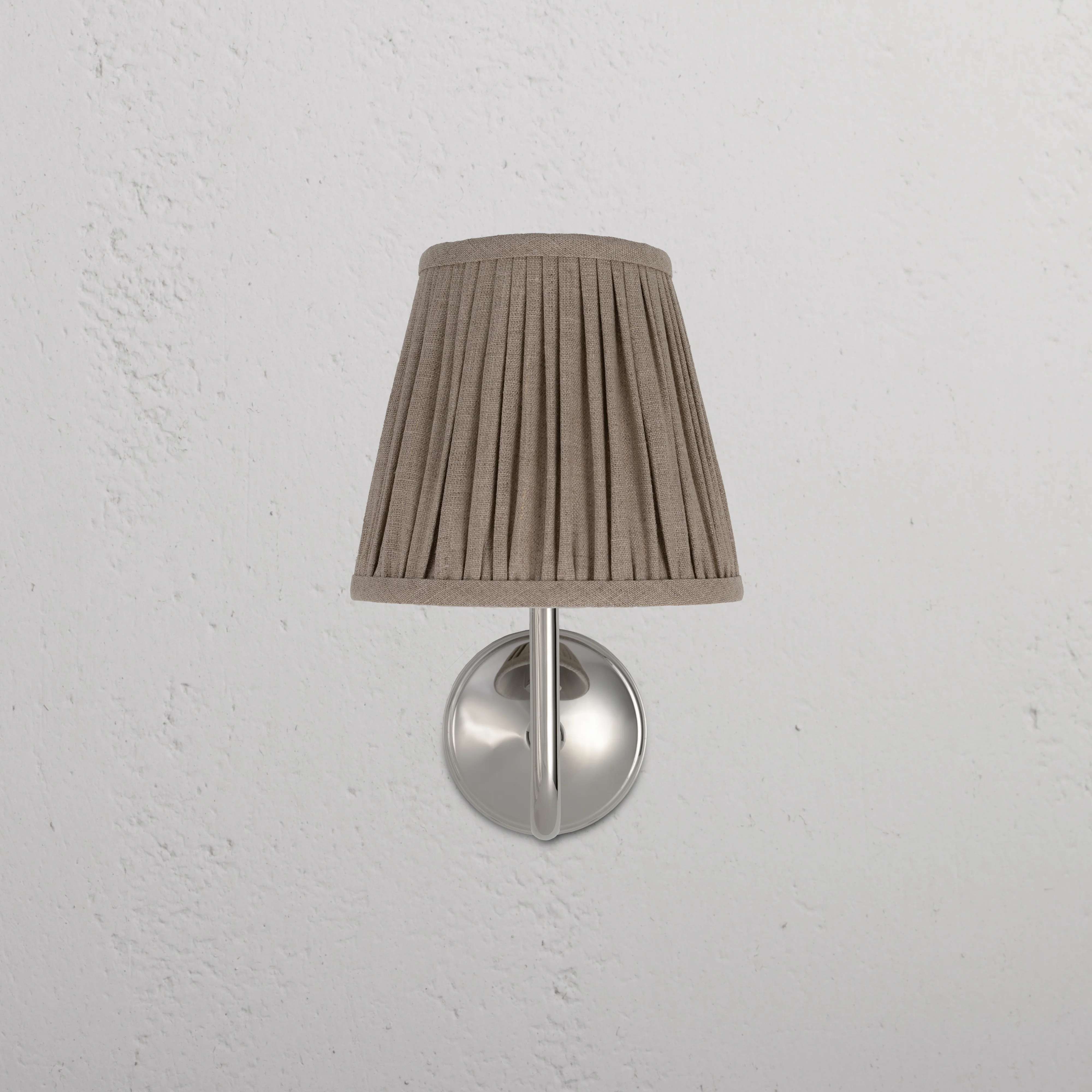 Malvern Medium Wall Light Pleated Natural Beige - Polished Nickel - Image 2