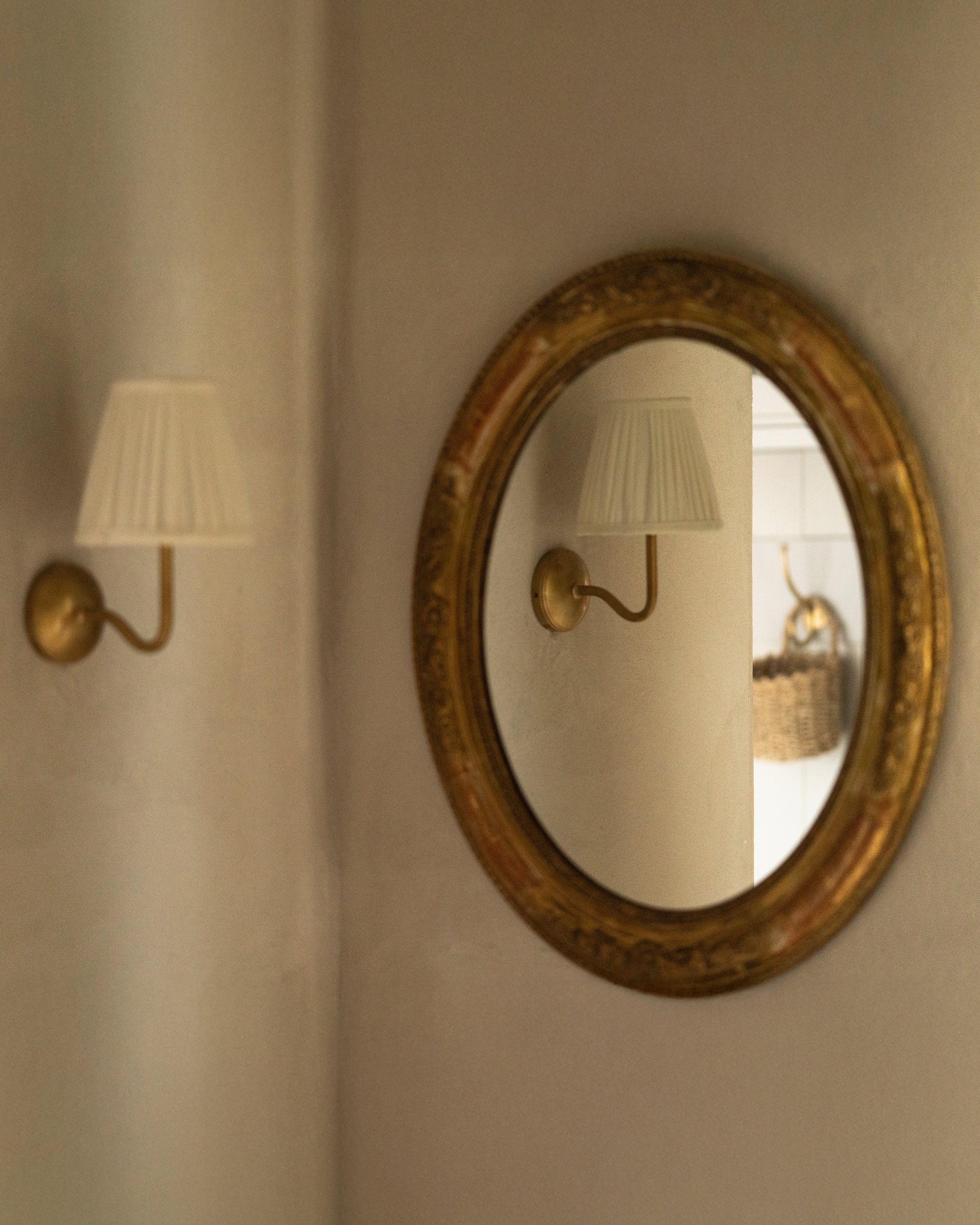 Malvern Small Wall Light Pleated Alabaster White - Antique Brass - Image 3