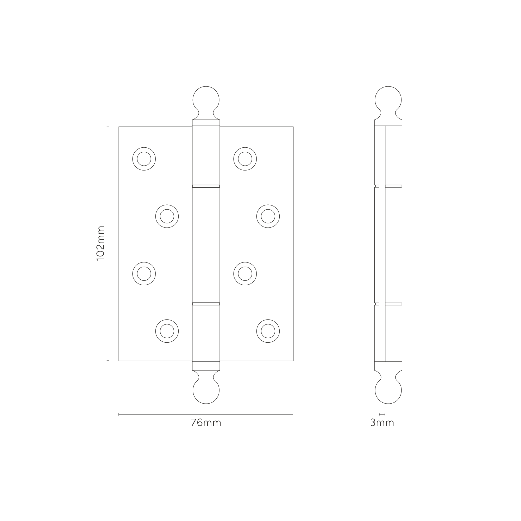 Maple Brass Door Hinge Pair FR60 - Bronze - Image 2