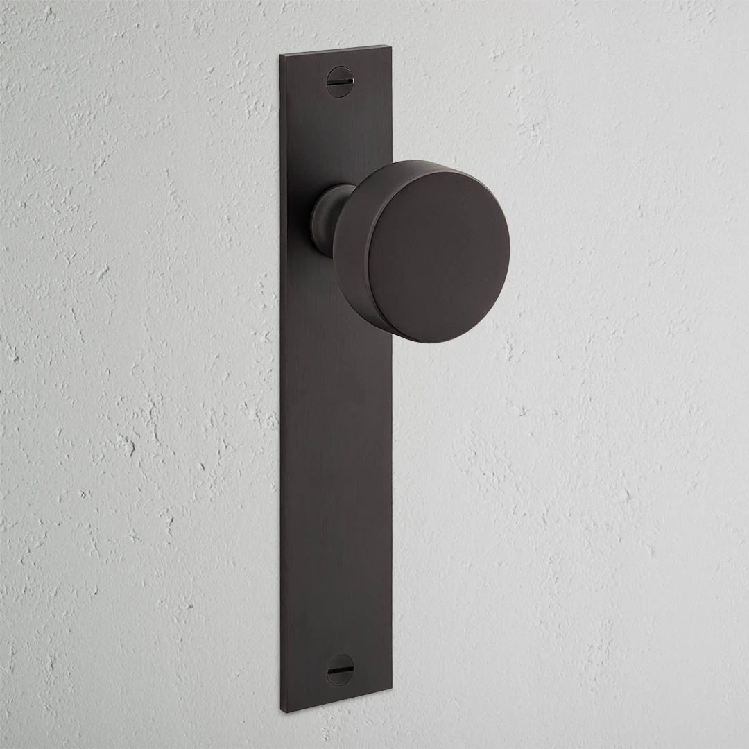 Onslow Long Plate Sprung Door Knob - Bronze - Image 2