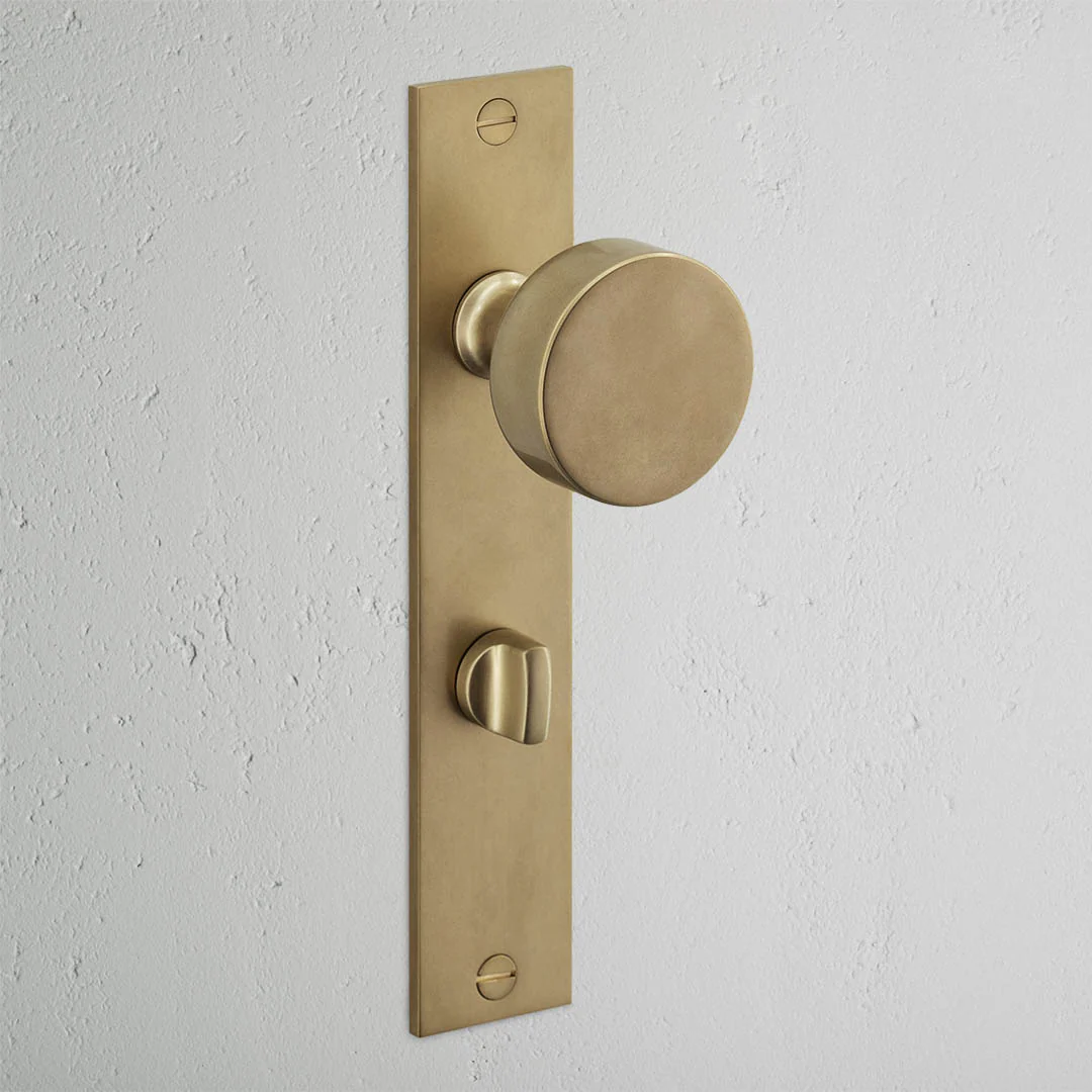 Onslow Long Plate Sprung Door Knob & Thumbturn – Antique Brass - Image 2
