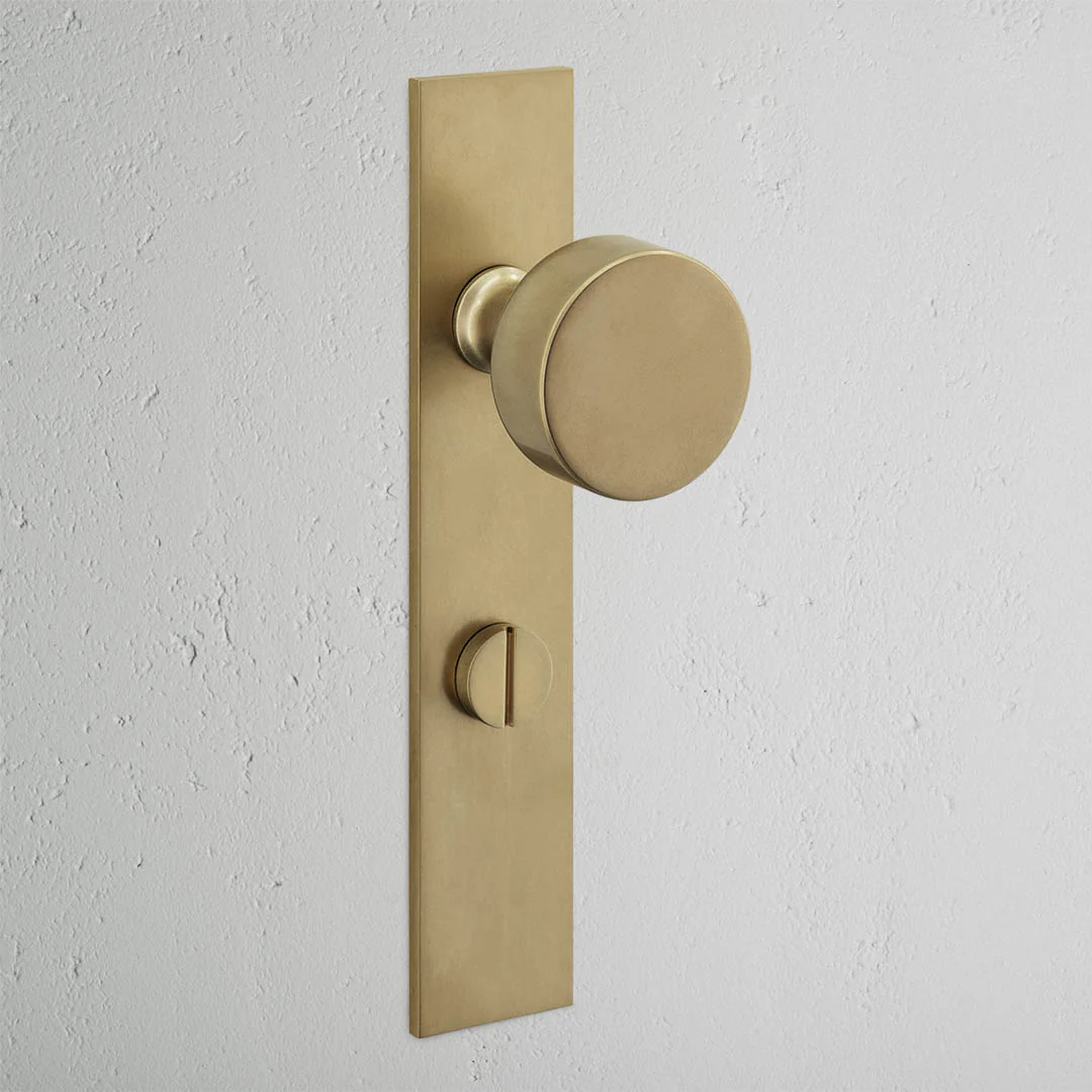 Onslow Long Plate Sprung Door Knob & Thumbturn - Antique Brass - Image 2