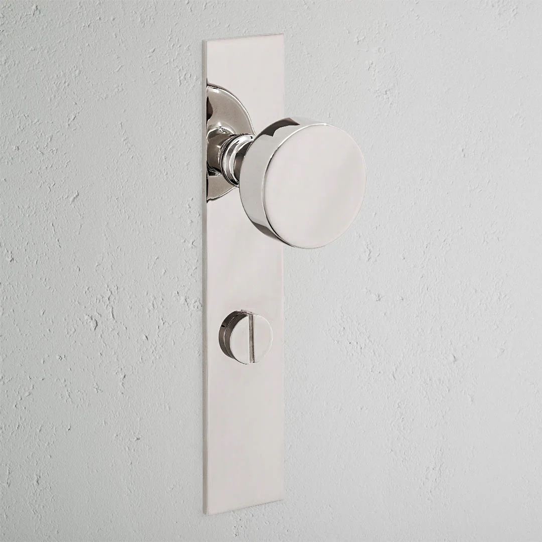 Onslow Long Plate Sprung Door Knob & Thumbturn - Polished Nickel - Image 2