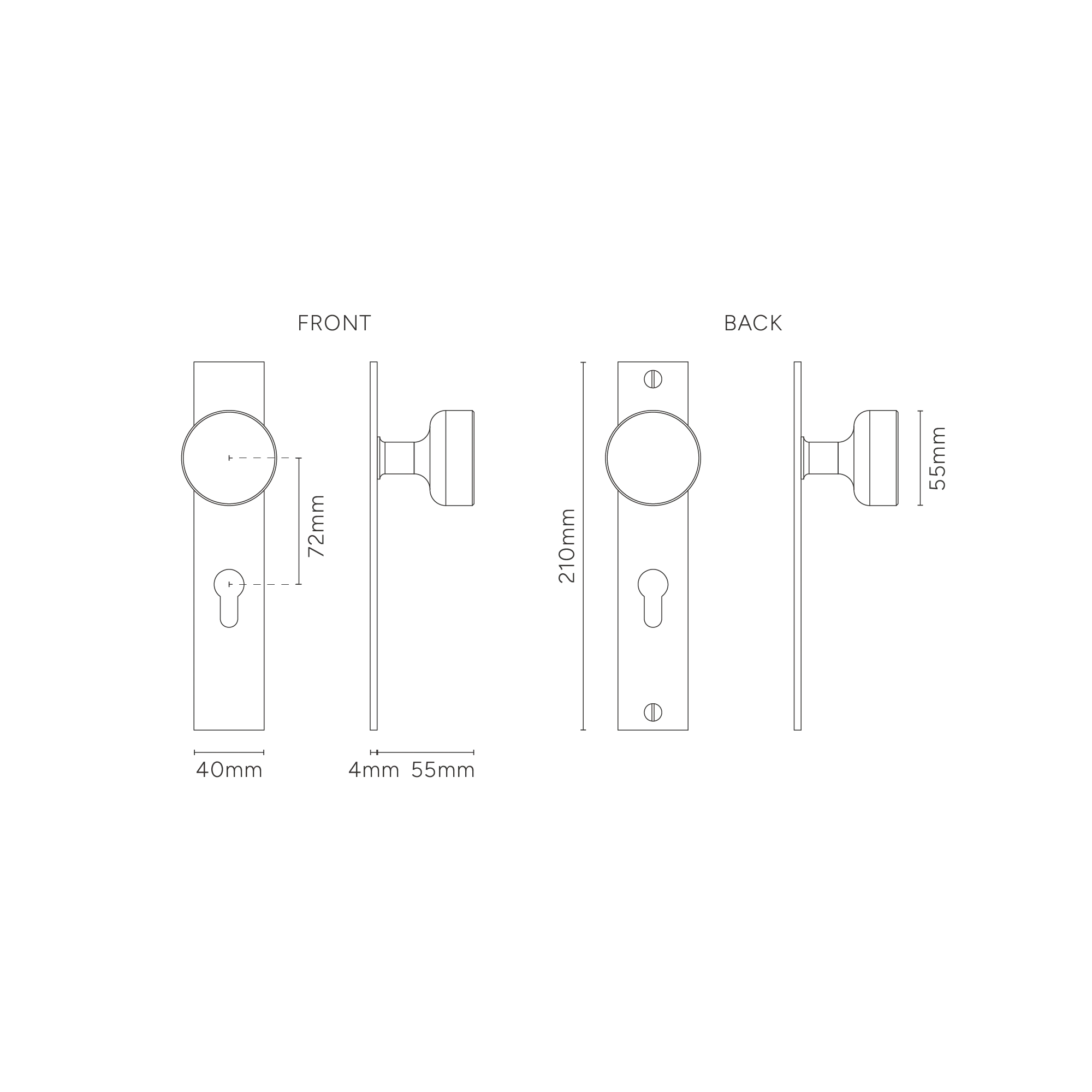 Onslow Long Plate Unsprung Door Handle & Euro Lock – Antique Brass - Image 3