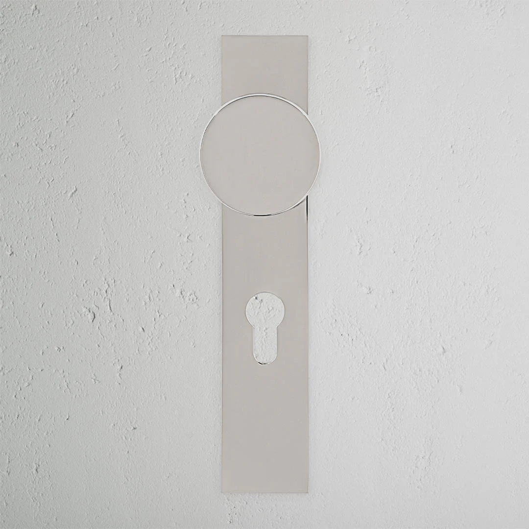 Onslow Long Plate Unsprung Door Handle & Euro Lock – Polished Nickel - Image 2
