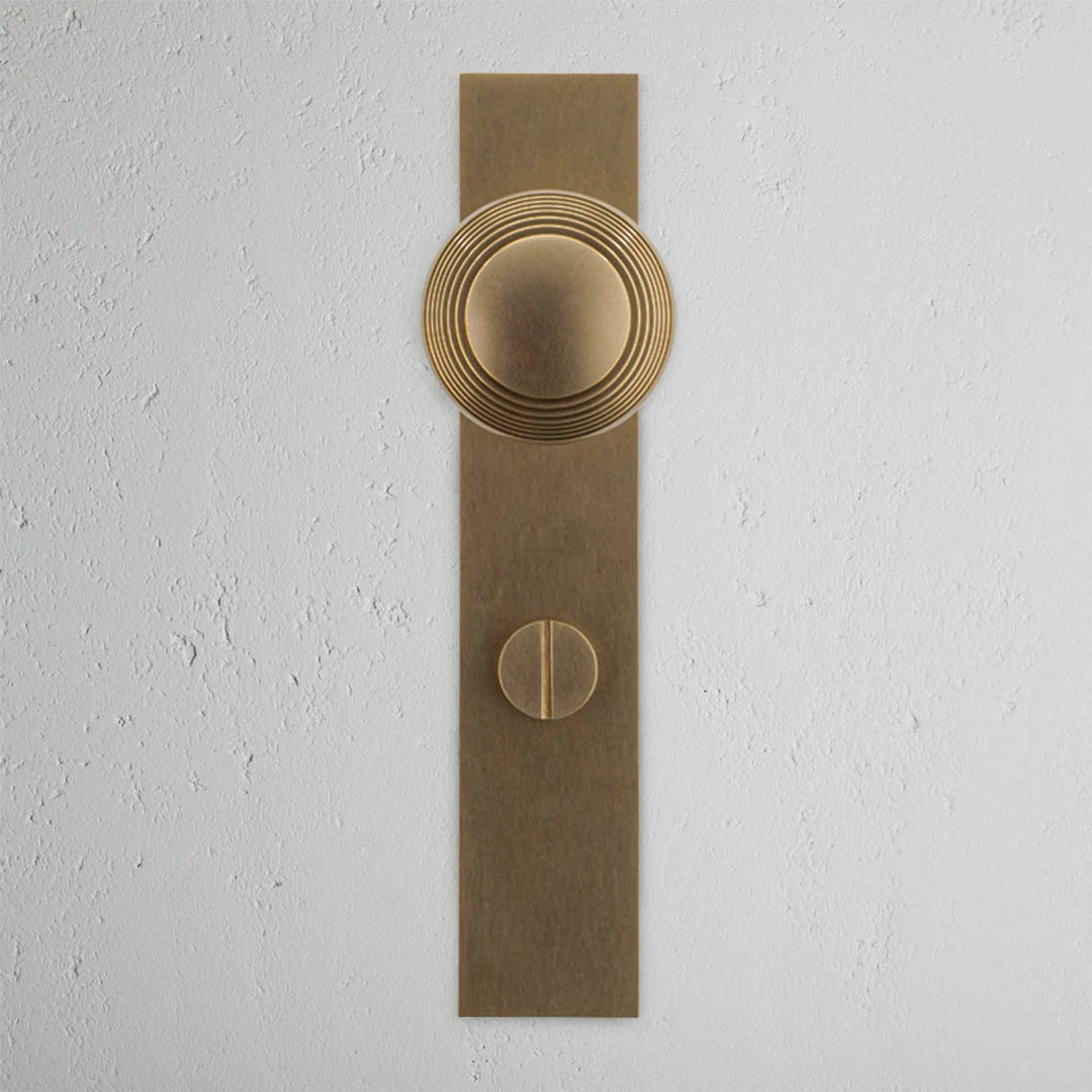 Poplar Knob Long Plate Thumbturn Pair - Antique Brass - Image 2