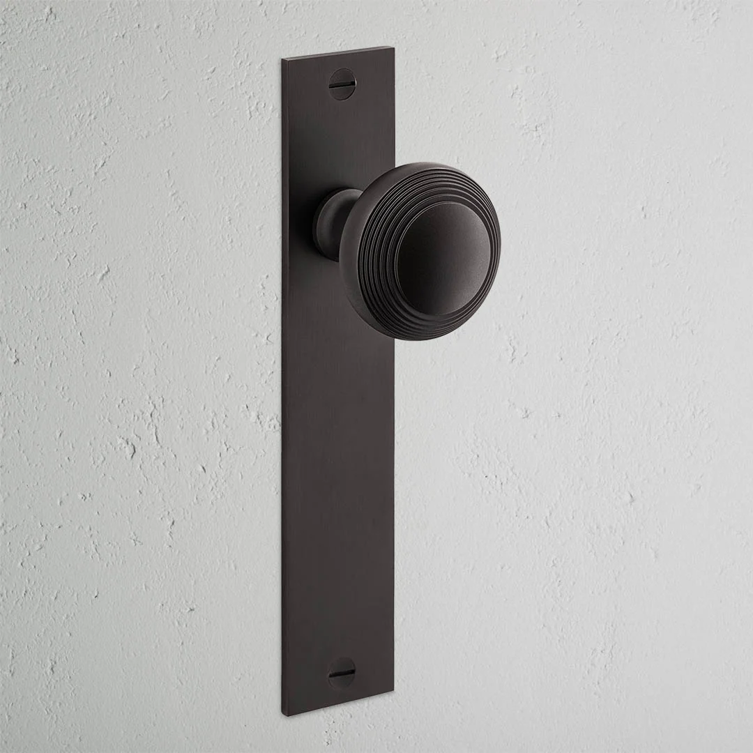 Poplar Long Plate Fixed Door Knob – Bronze  - Image 2