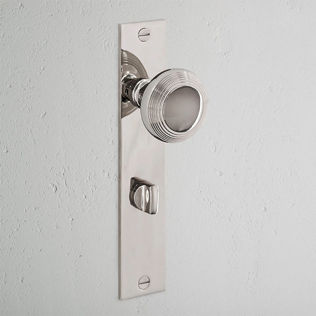 Poplar Long Plate Sprung Door Knob & Thumbturn – Polished Nickel  - Image 2