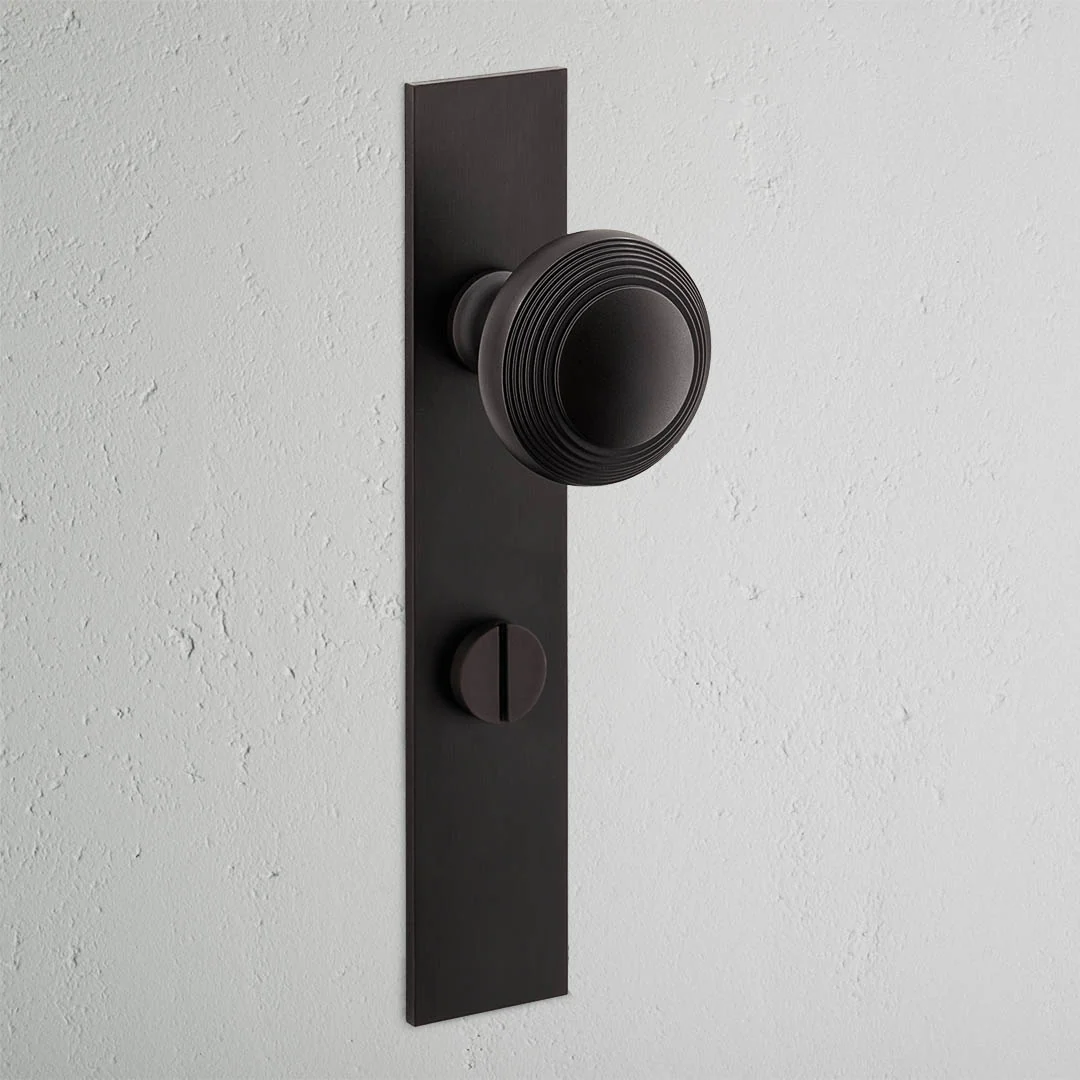 Poplar Long Plate Sprung Door Knob & Thumbturn - Bronze - Image 2