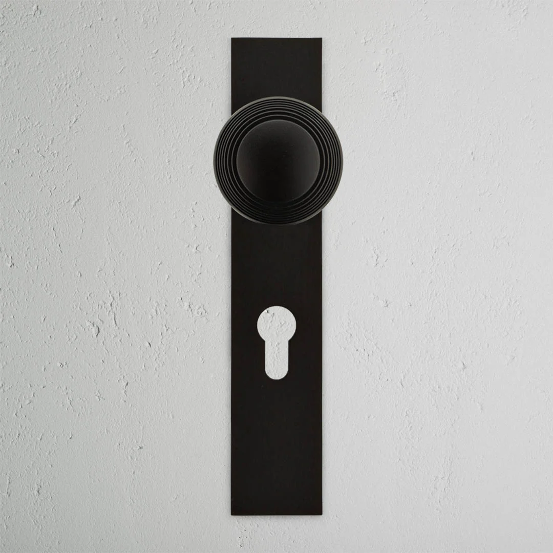 Poplar Long Plate Unsprung Door Knob & Euro Lock – Bronze - Image 2