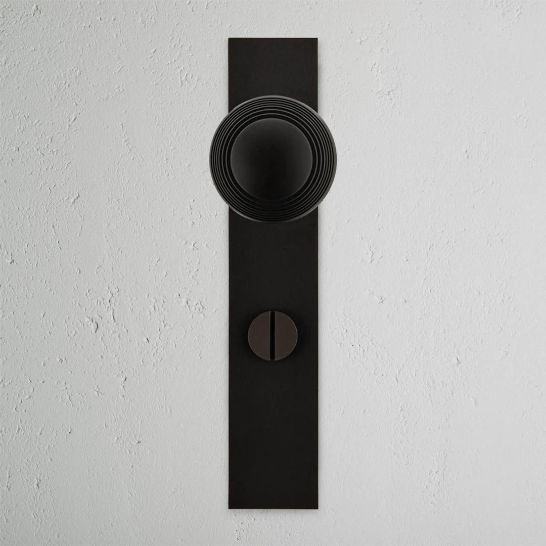 Poplar Long Plate Unsprung Door Knob & Thumbturn – Bronze - Image 2