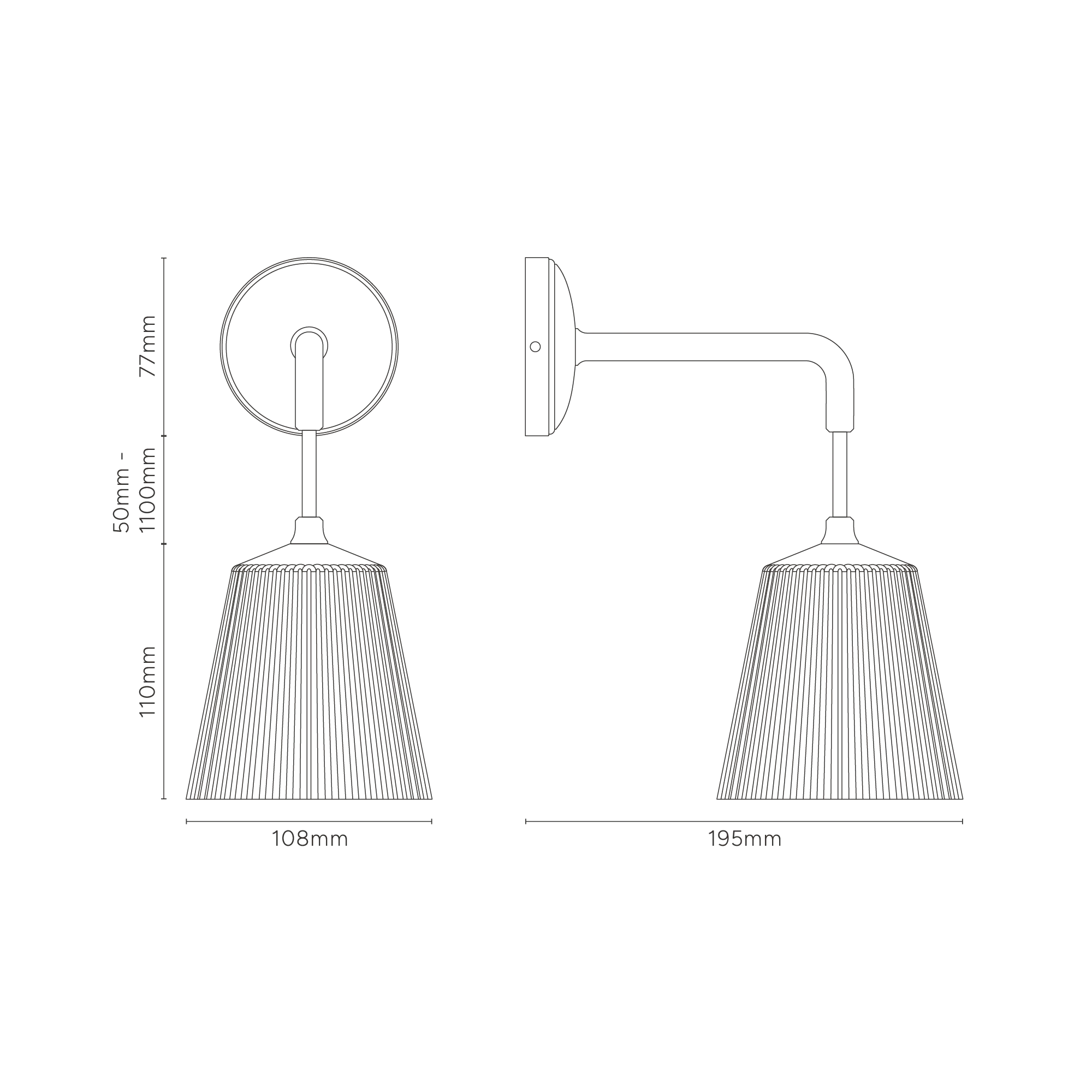 Richmond Small Hanging Wall Light Fluted Glass - Bronze - Image 3