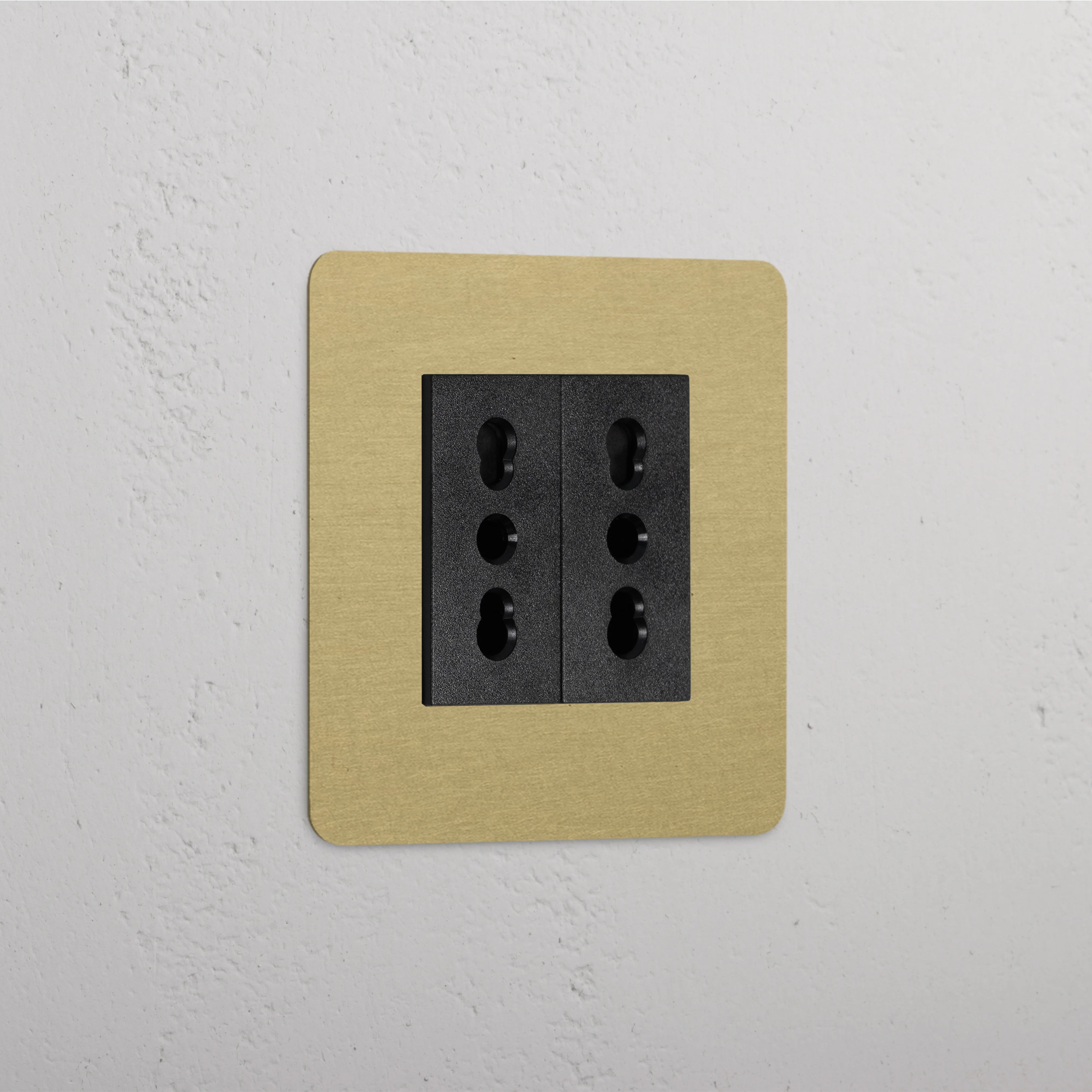 Kew Single 2x Bipasso Socket - Antique Brass | Black