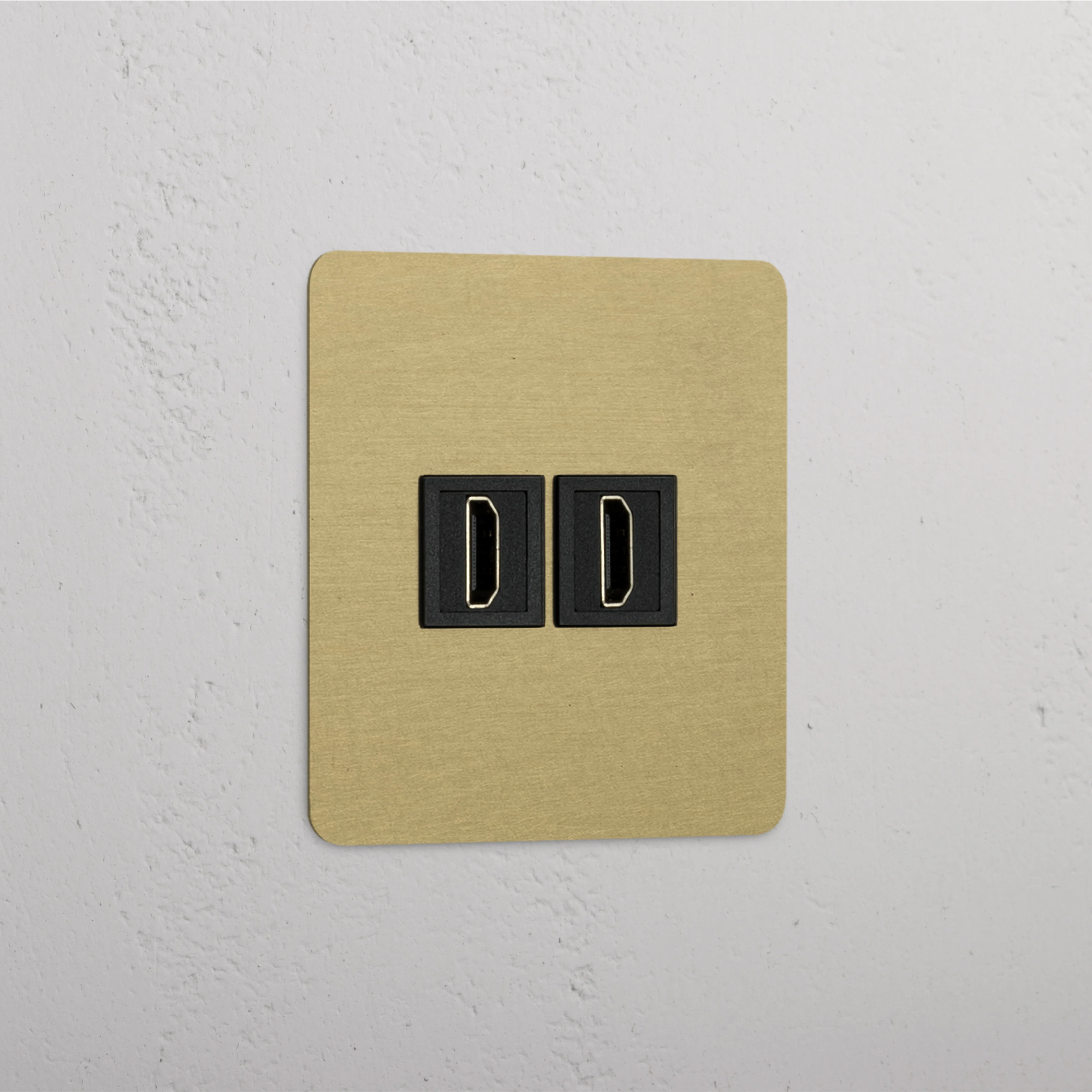 Kew Single 2x HDMI Socket - Antique Brass | Black