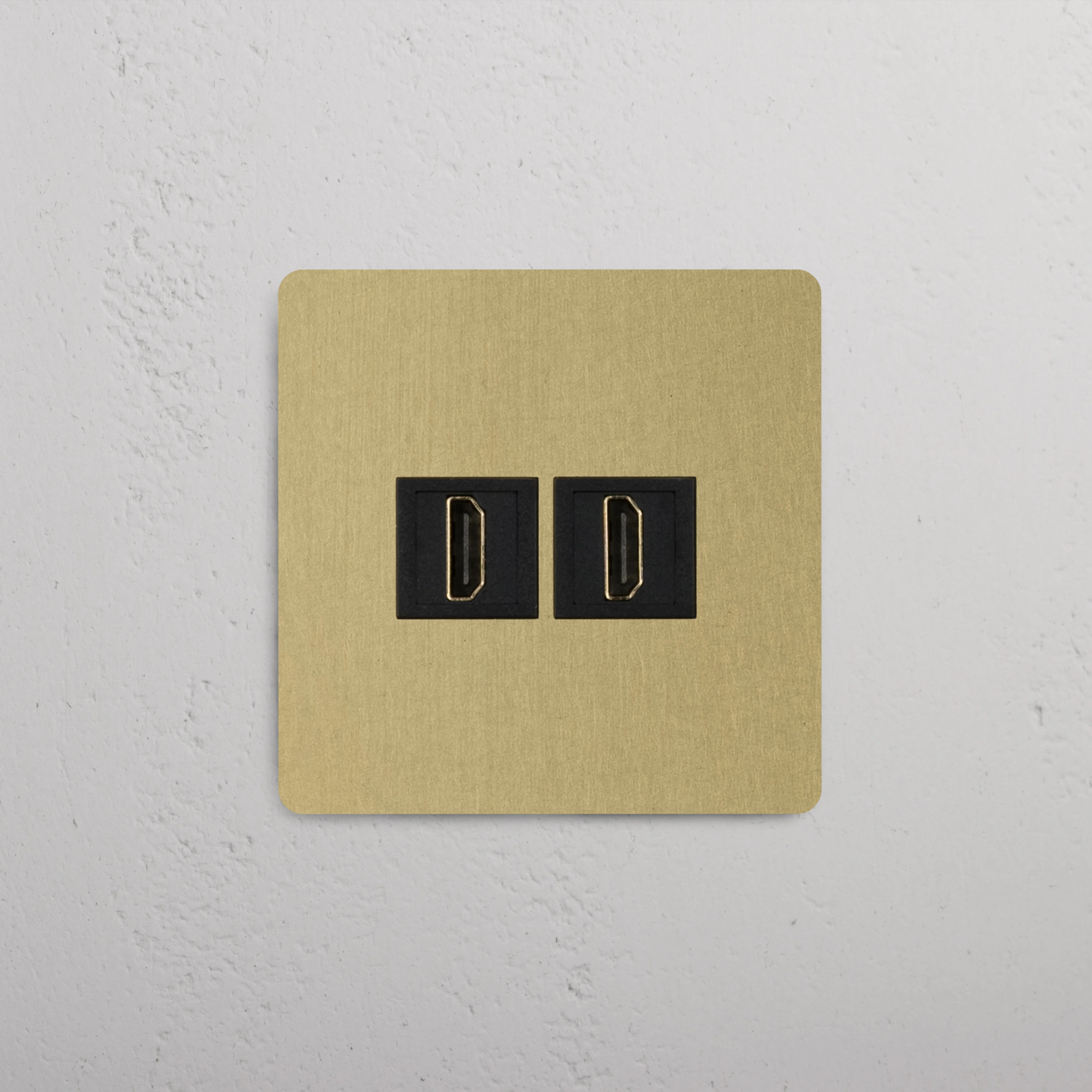 Kew Single 2x HDMI Socket - Antique Brass | Black - Image 2