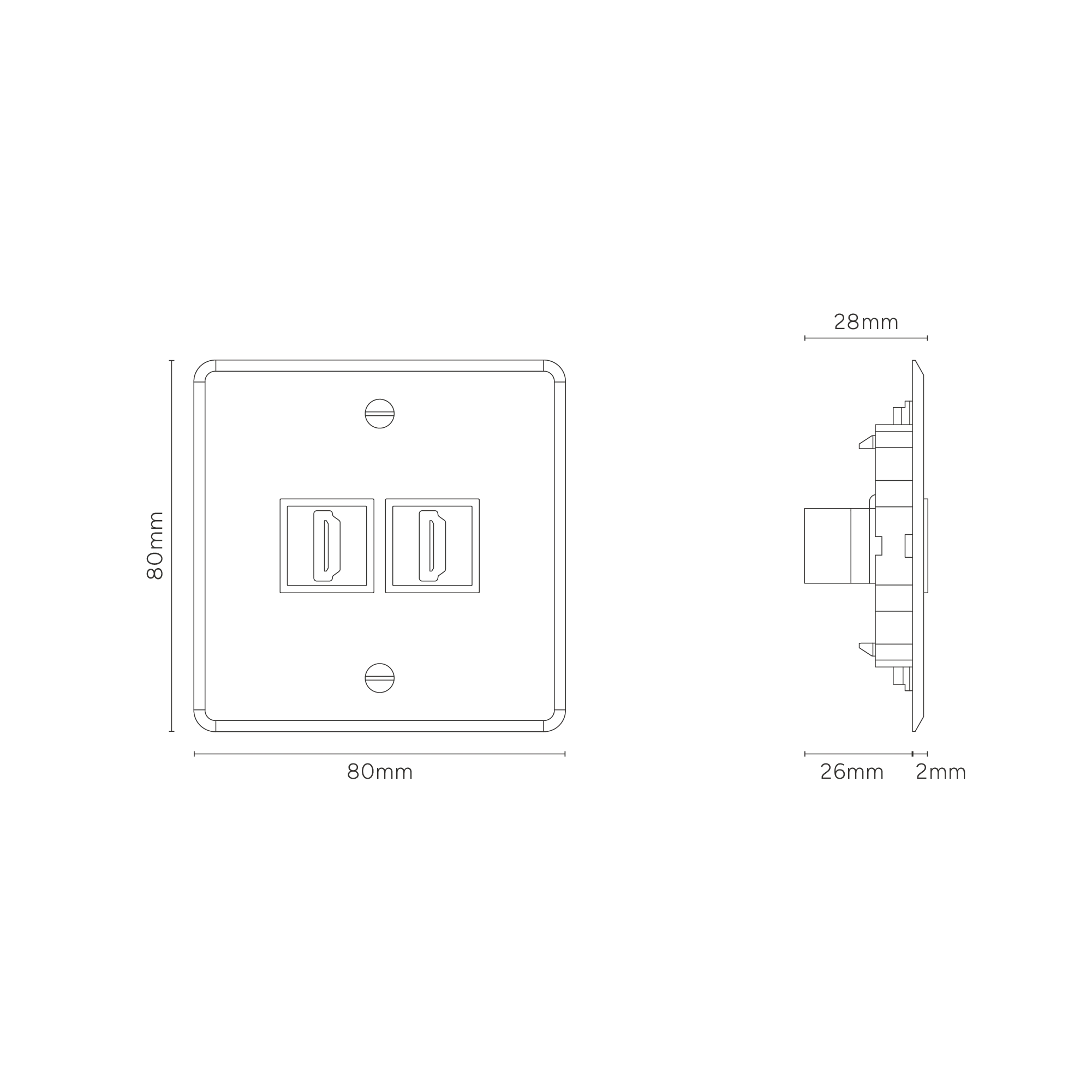 Kew Single 2x HDMI Socket - Clear | Black - Image 3