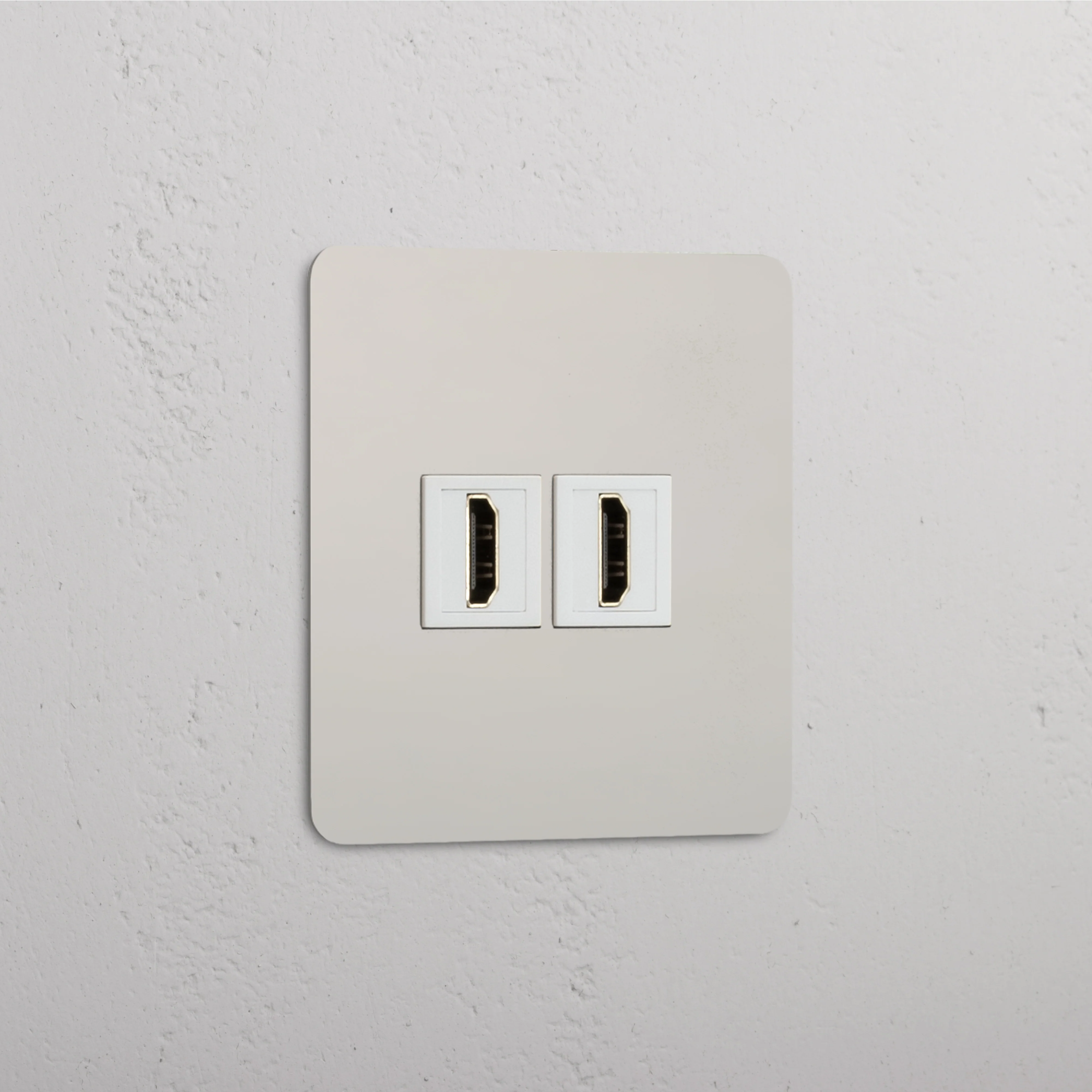 Kew Single 2x HDMI Socket - Polished Nickel | White