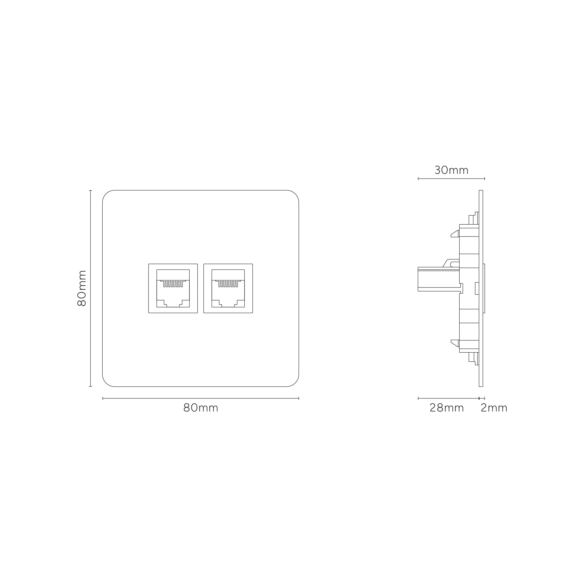 Kew Single 2x RJ45 Socket - Antique Brass | Black - Image 3