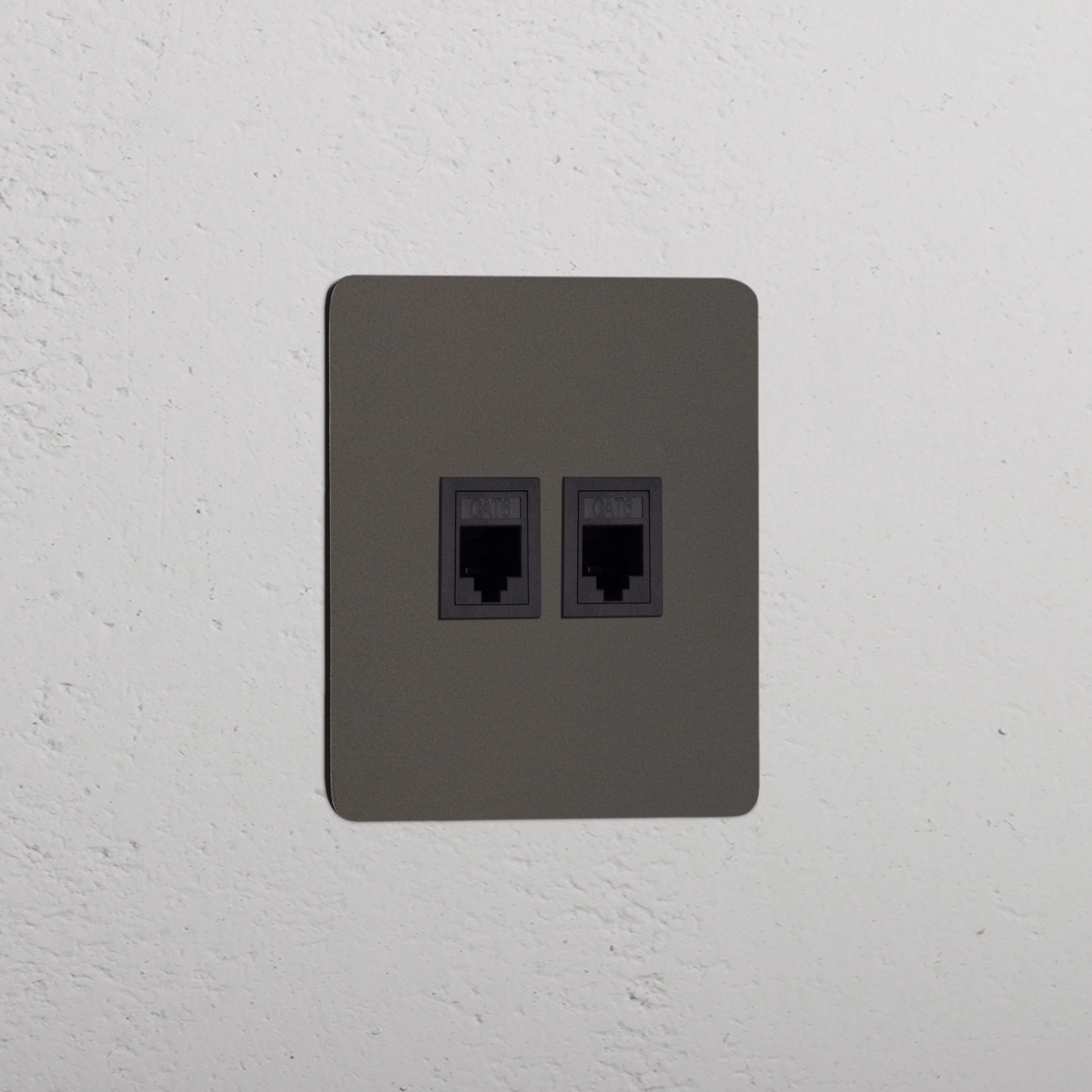 Kew Single 2x RJ45 Socket - Bronze | Black