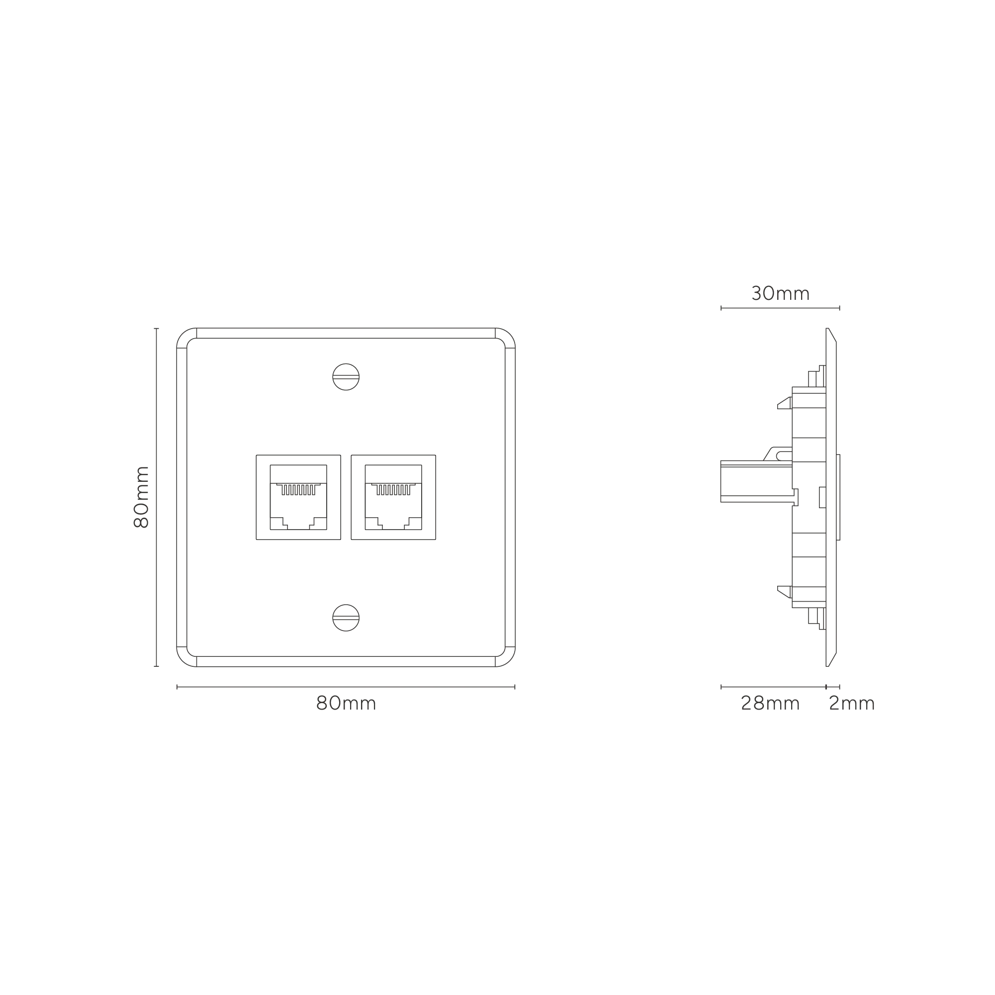 Kew Single 2x RJ45 Socket - Clear | Black - Image 3
