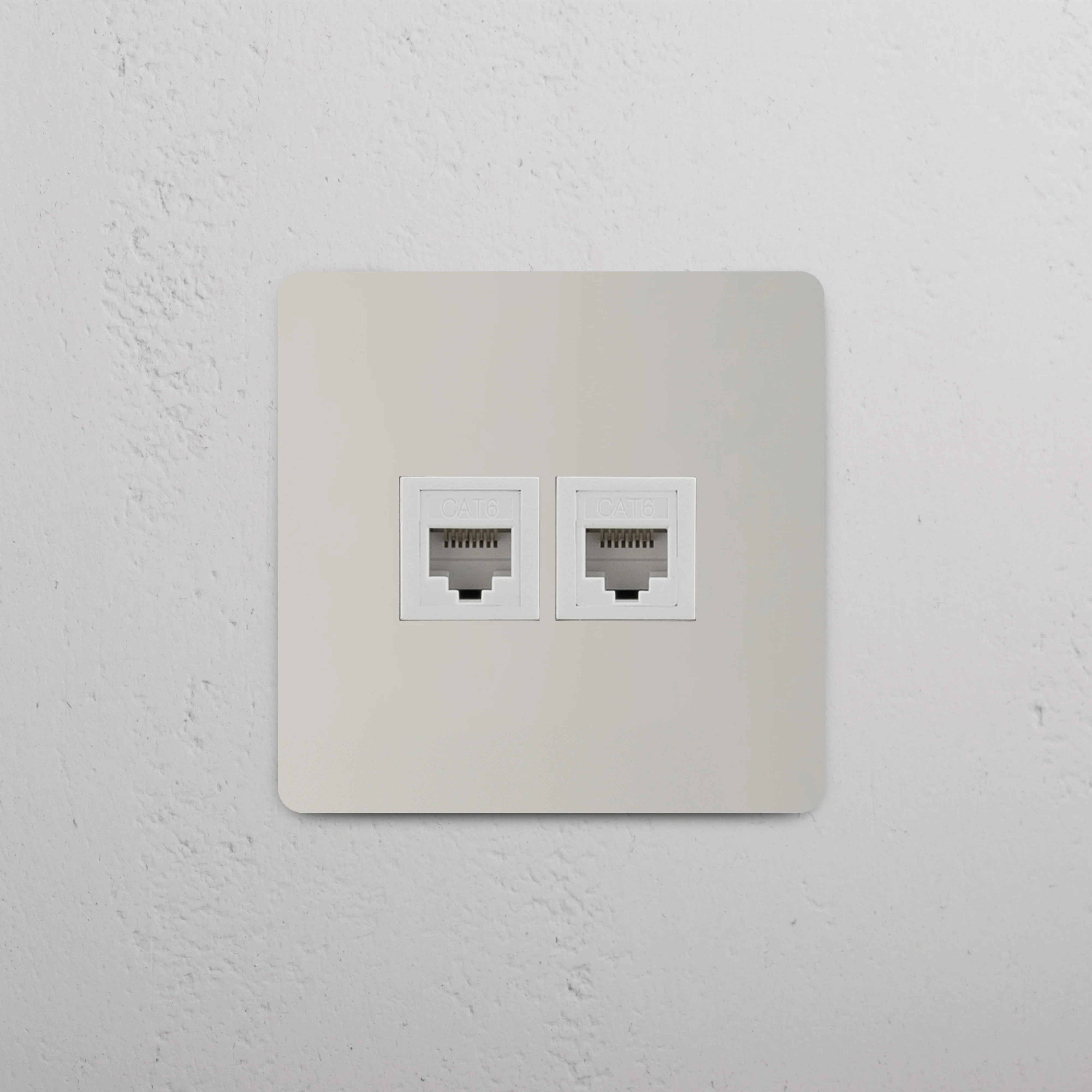 Kew Single 2x RJ45 Socket - Polished Nickel | White - Image 2