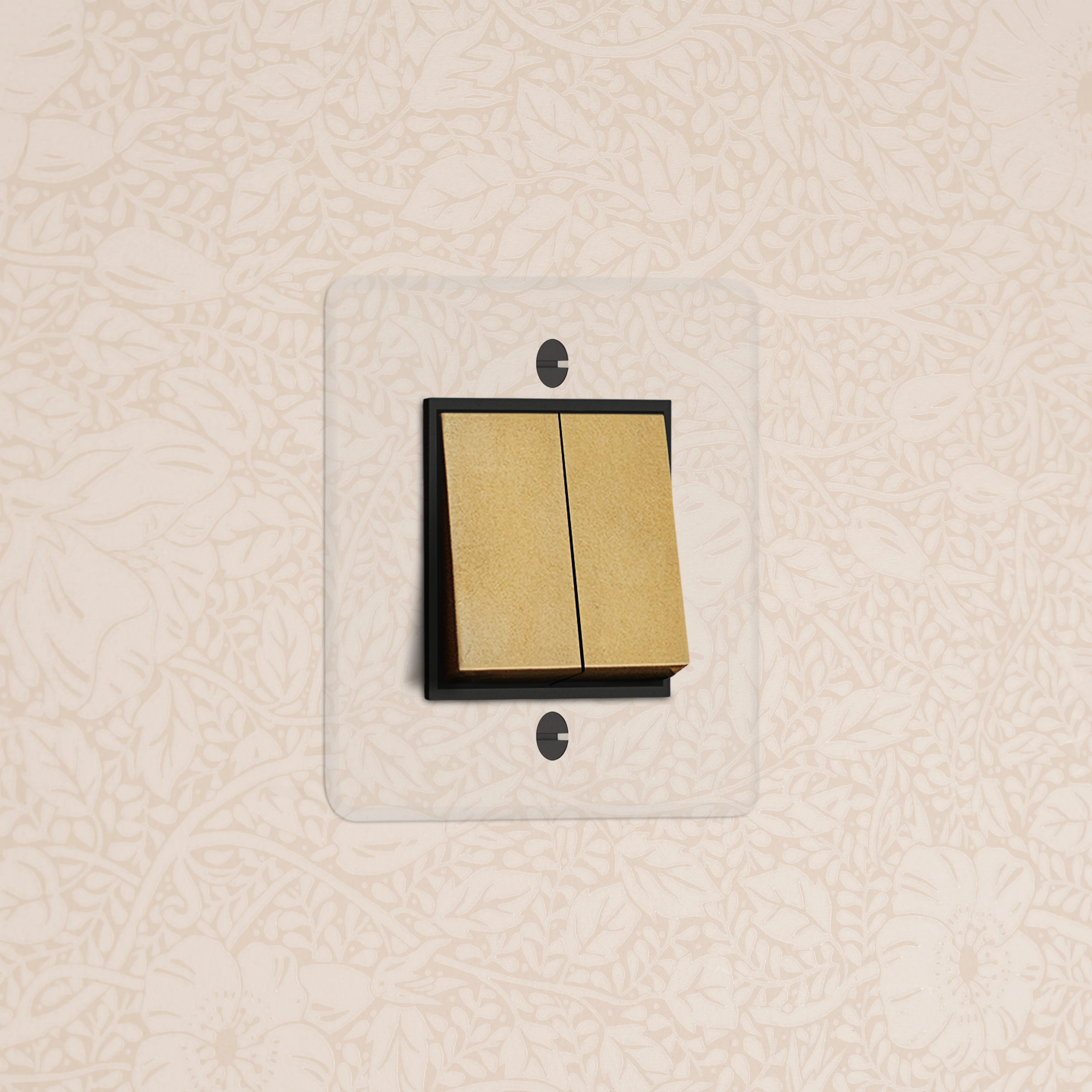 Kew Single 2x Rocker Switch - Clear Antique Brass | Black