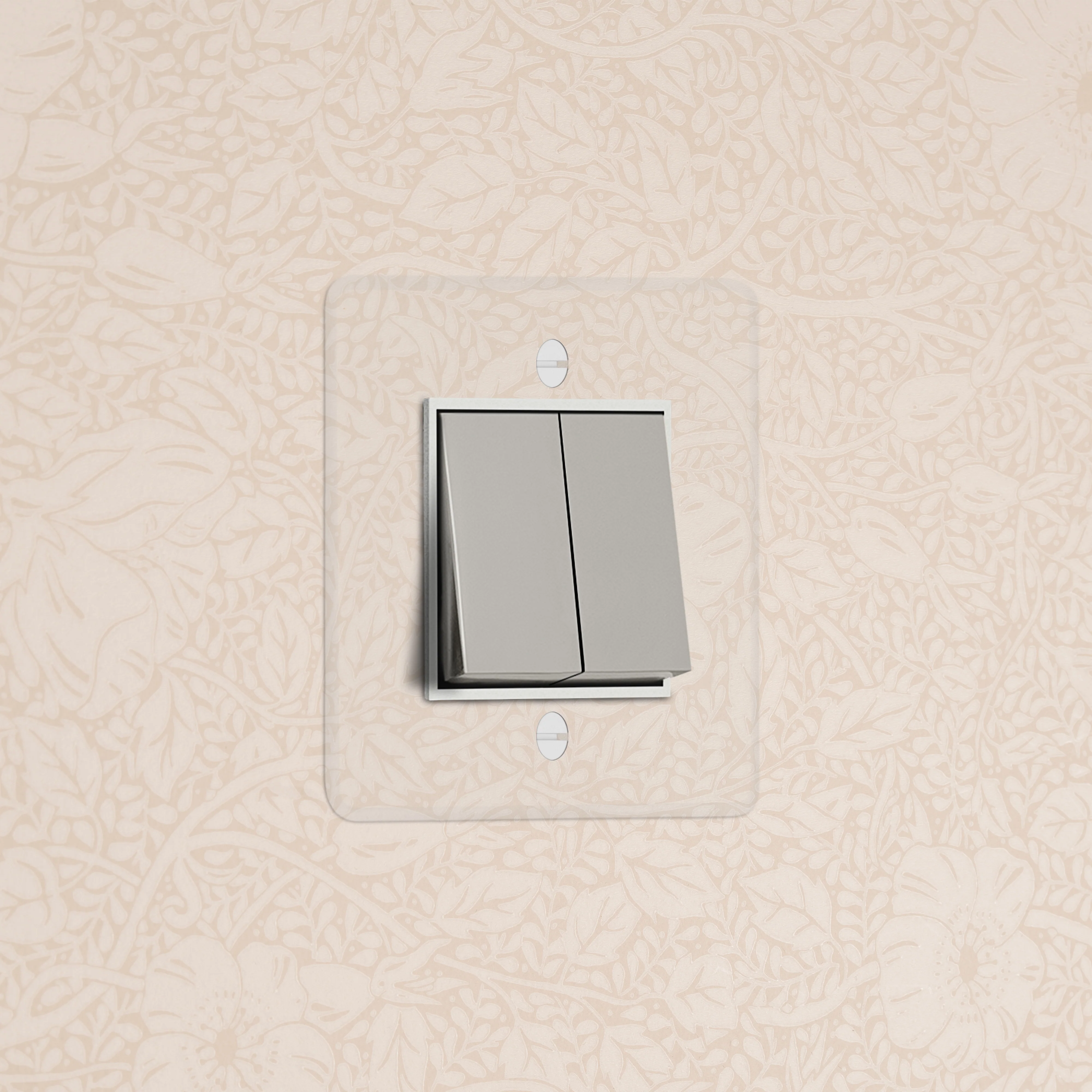 Kew Single 2x Rocker Switch - Clear Polished Nickel | White