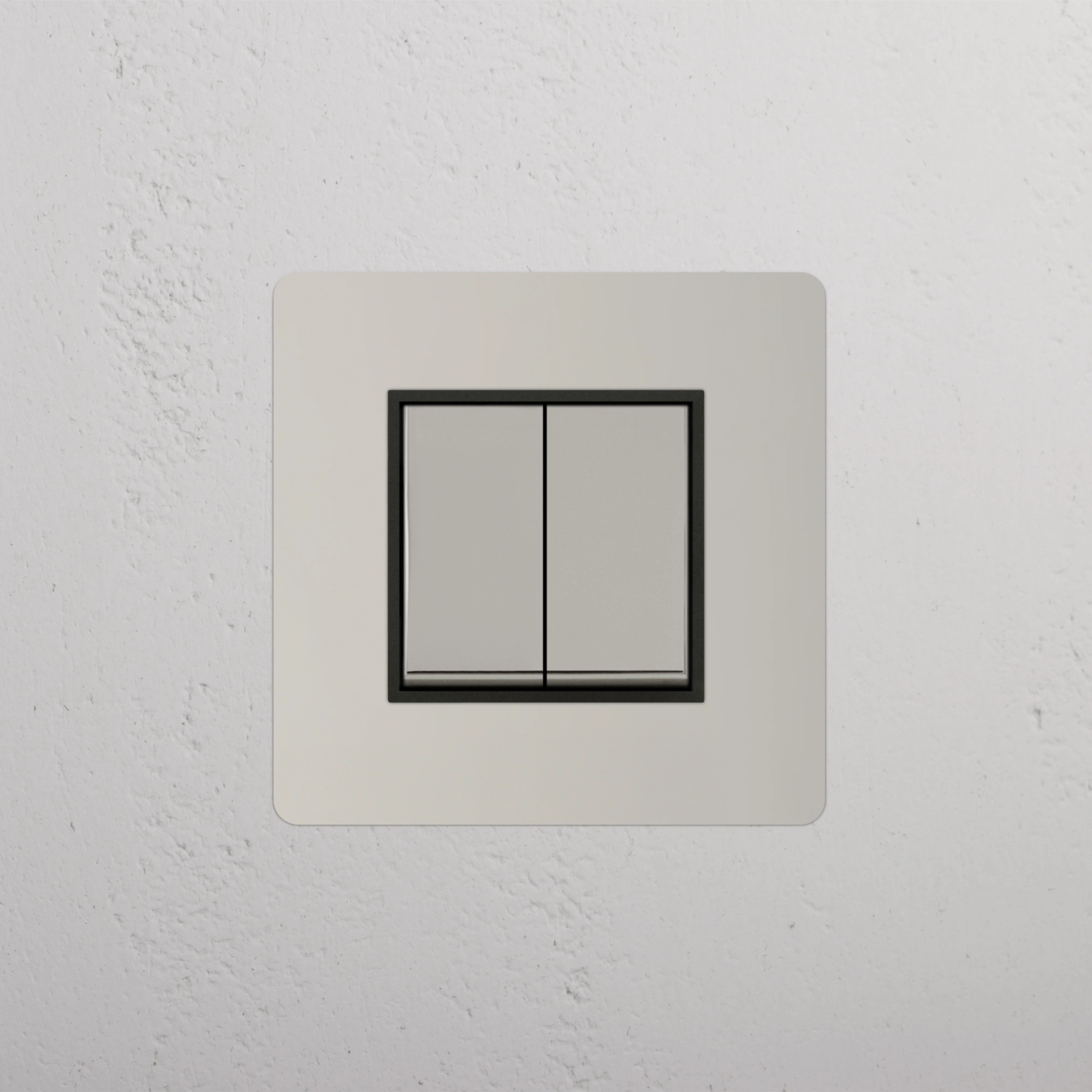 Kew Single 2x Rocker Switch - Polished Nickel | Black - Image 2