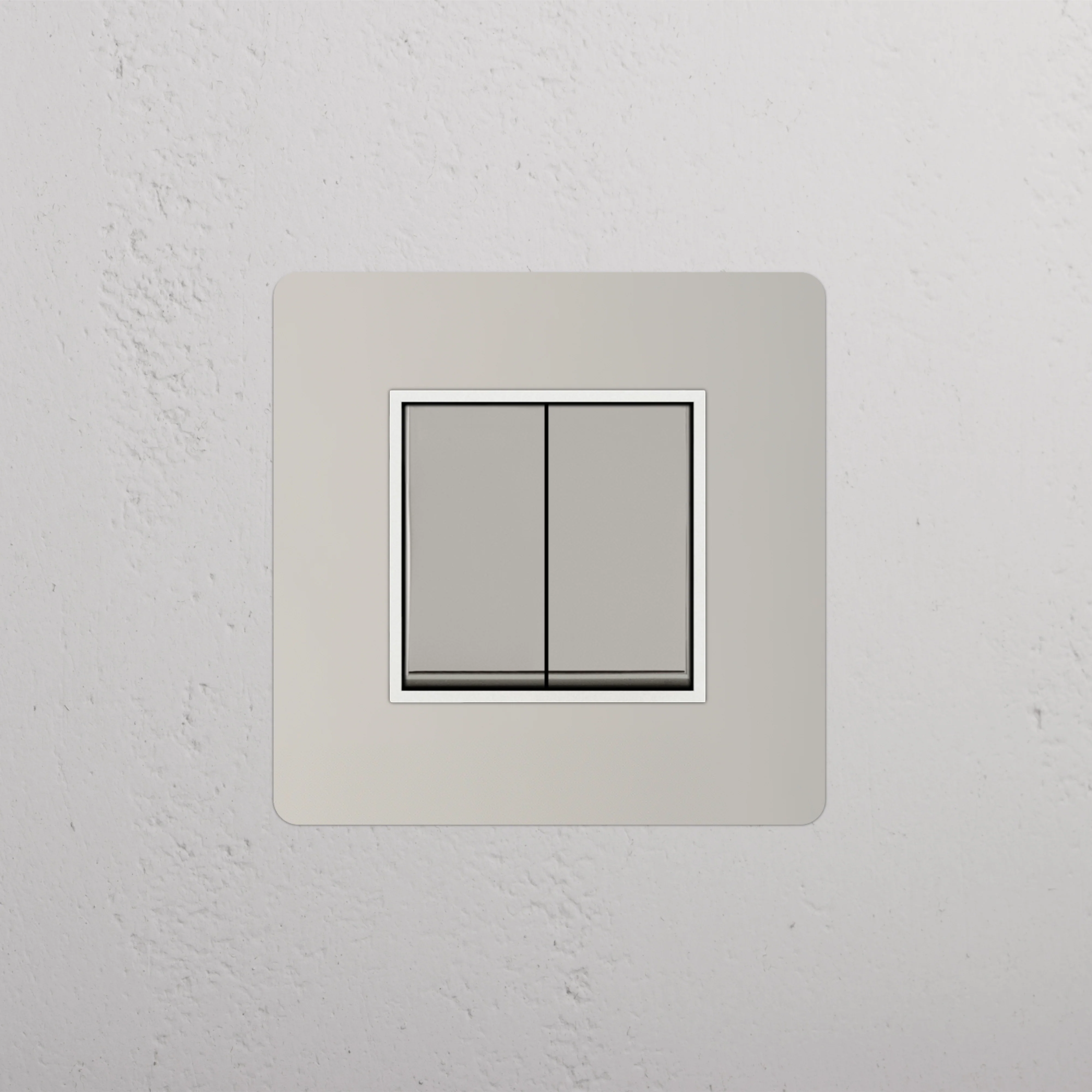 Kew Single 2x Rocker Switch - Polished Nickel | White - Image 2