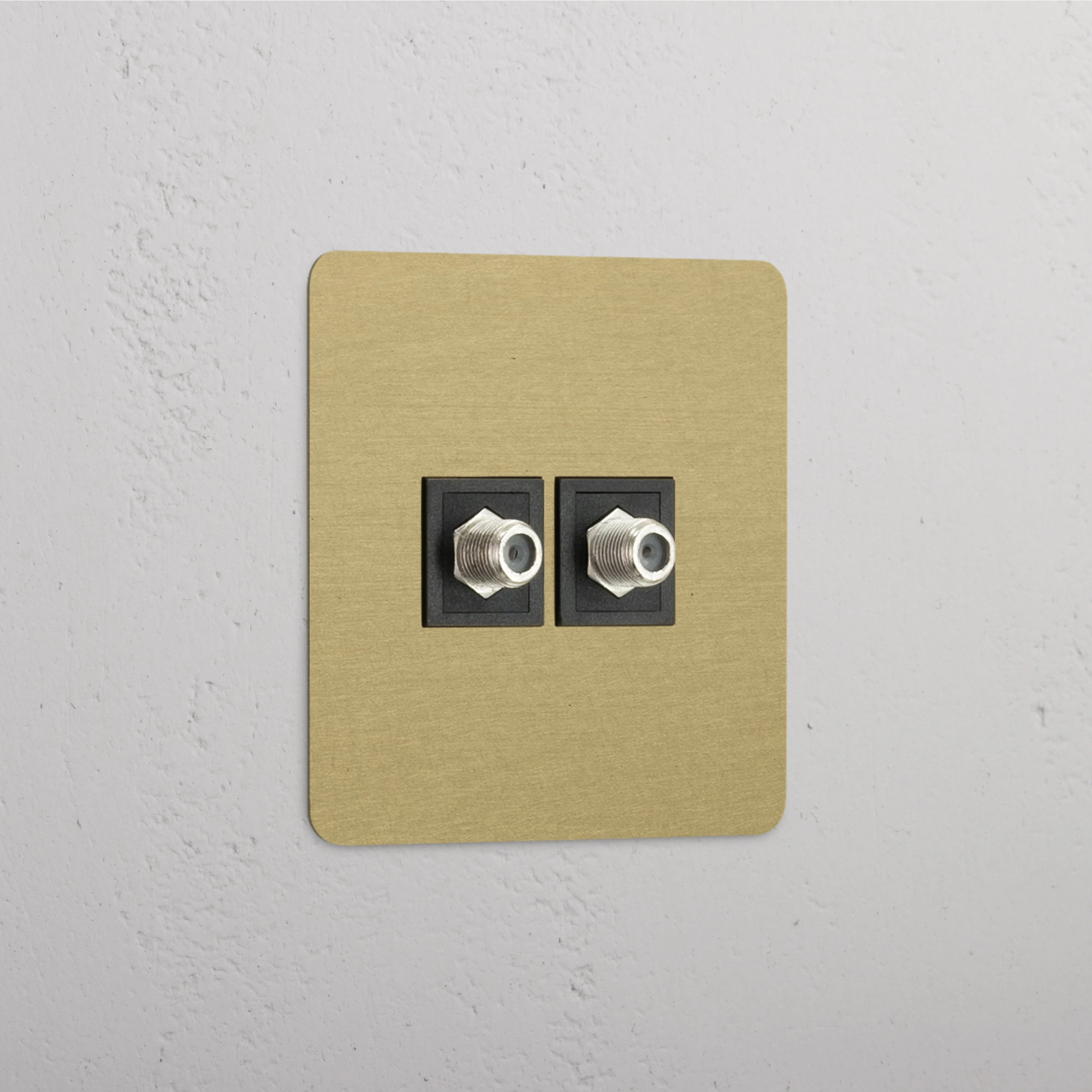 Kew Single 2x Satellite Socket - Antique Brass | Black