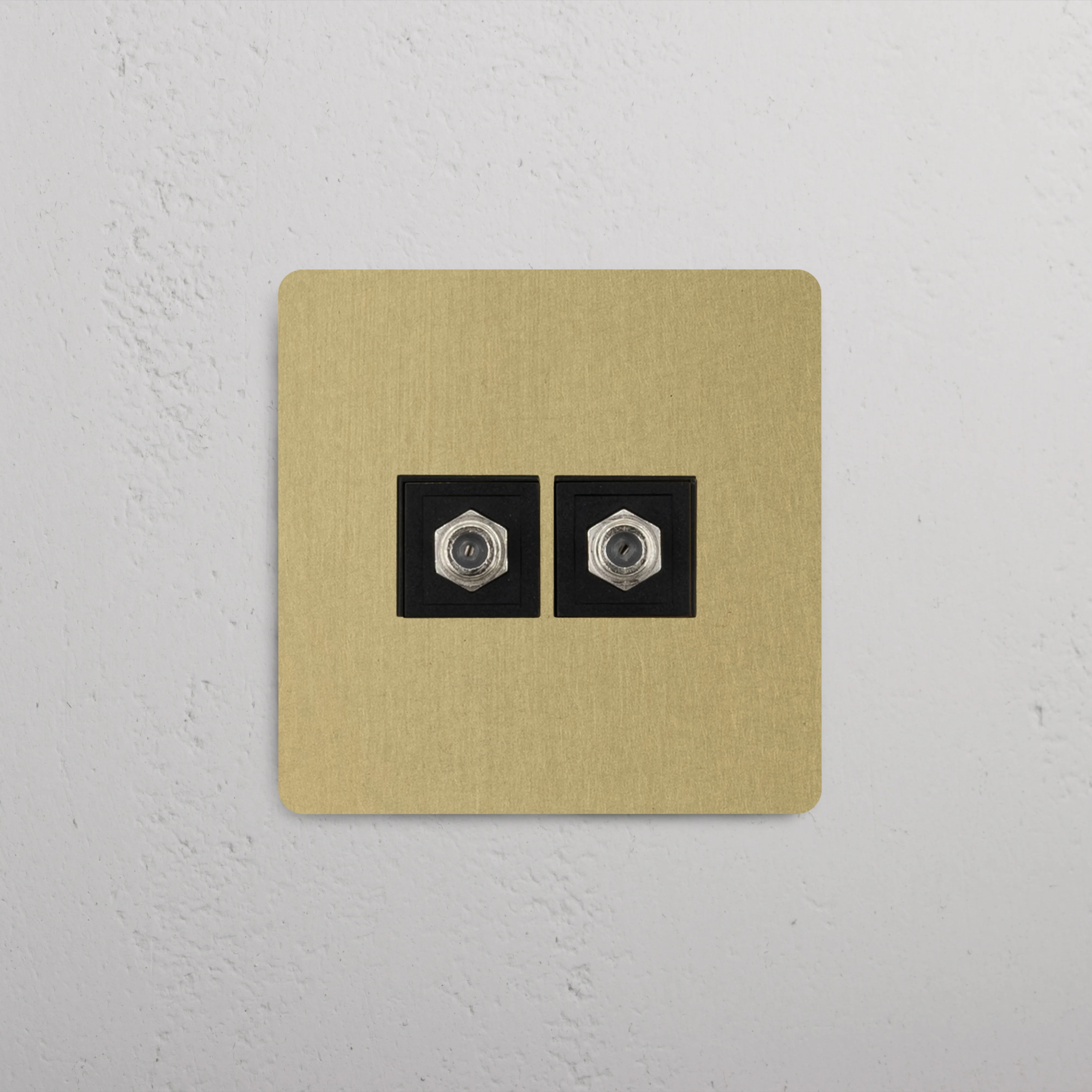 Kew Single 2x Satellite Socket - Antique Brass | Black - Image 2