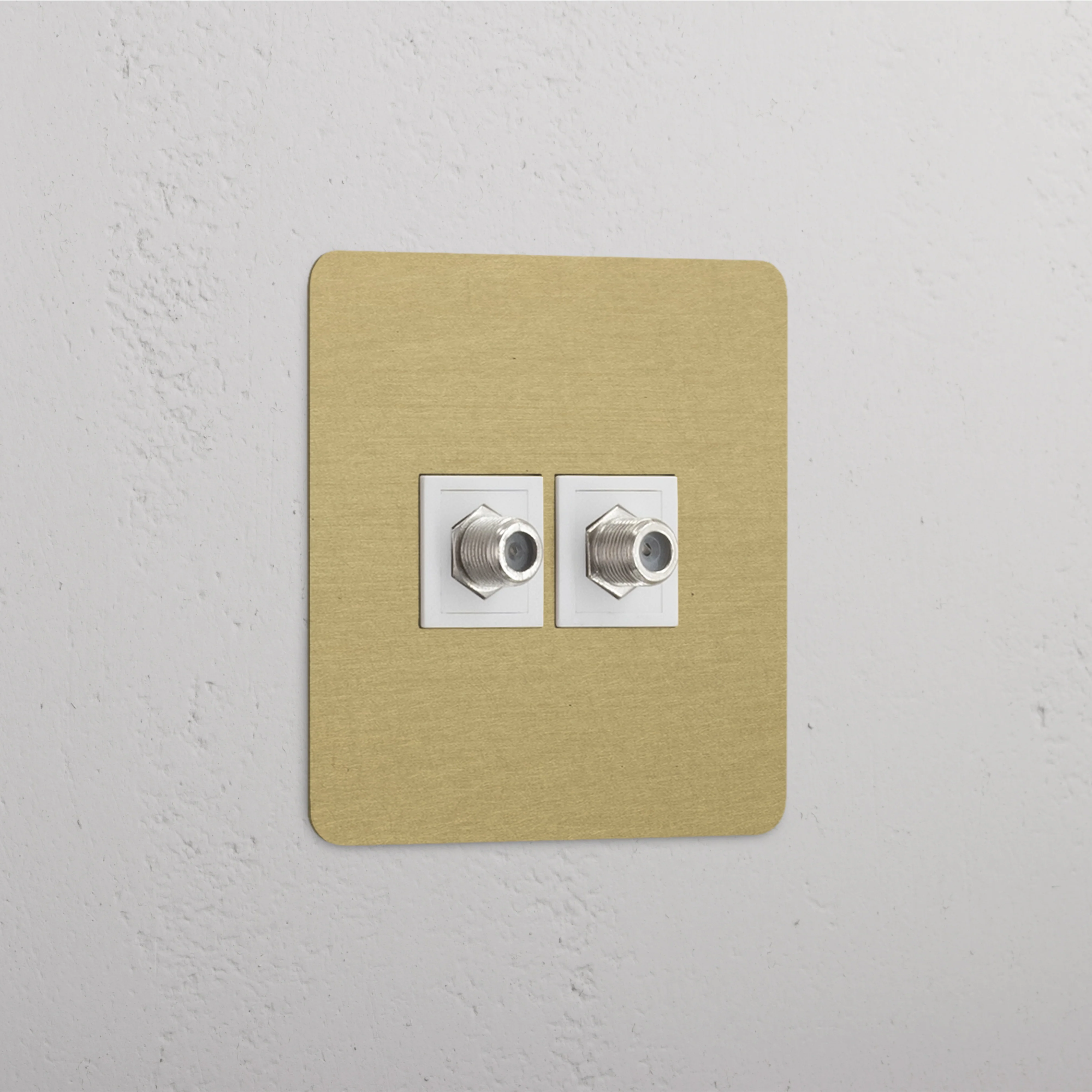 Kew Single 2x Satellite Socket - Antique Brass | White
