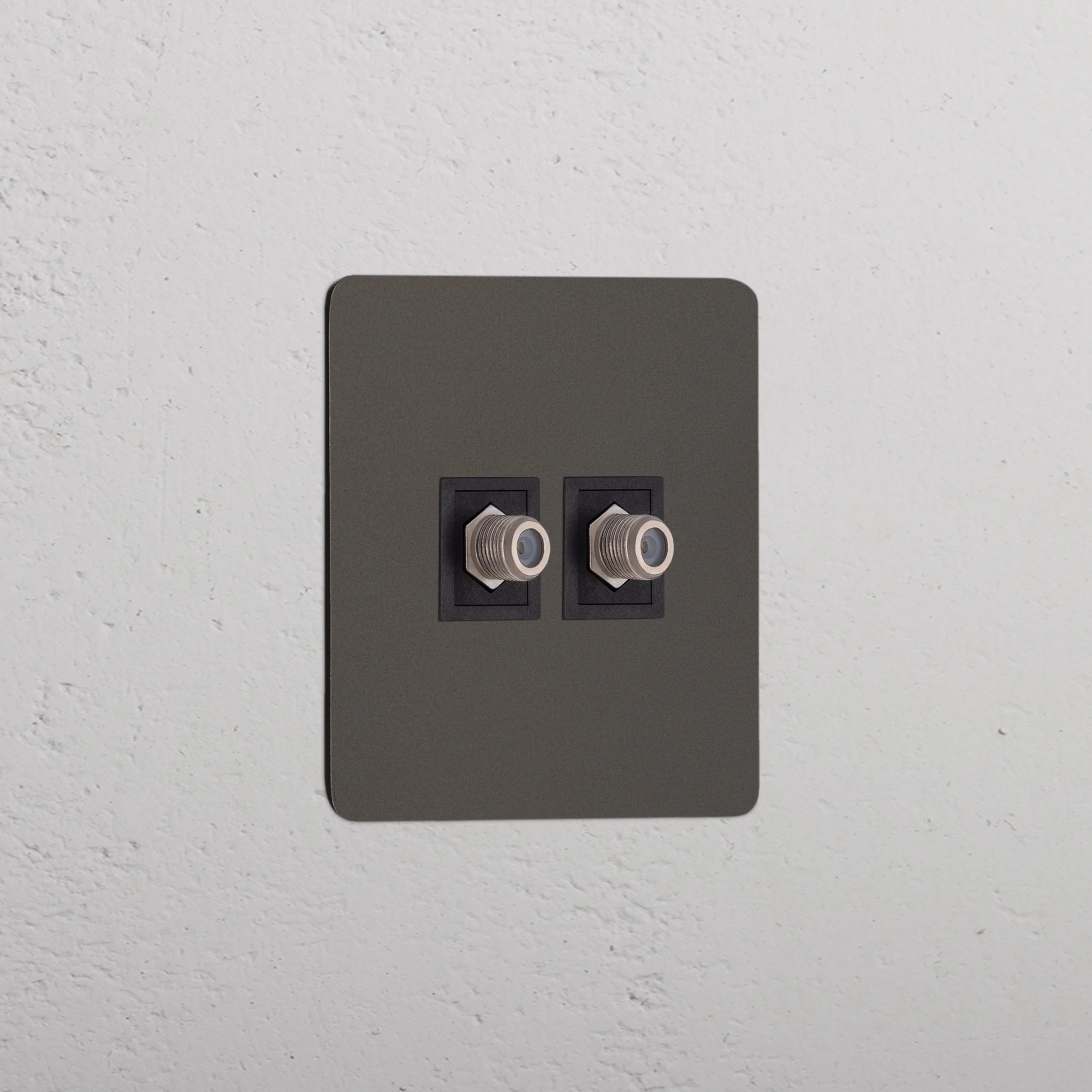 Kew Single 2x Satellite Socket - Bronze | Black
