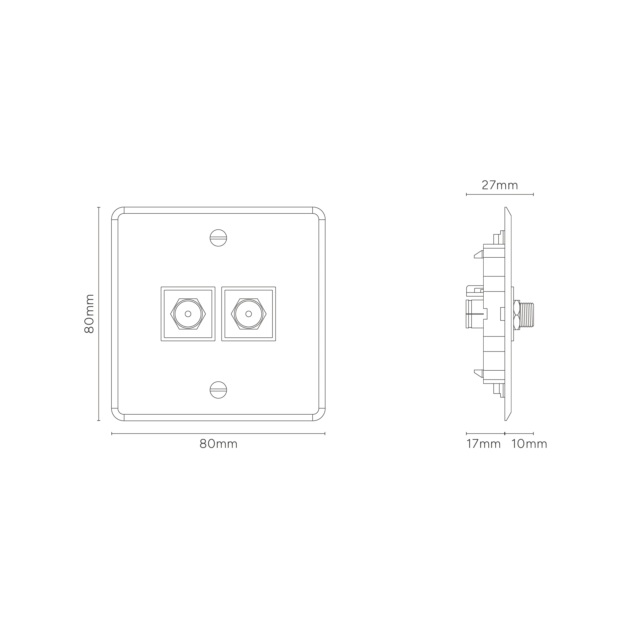 Kew Single 2x Satellite Socket - Clear | White - Image 3