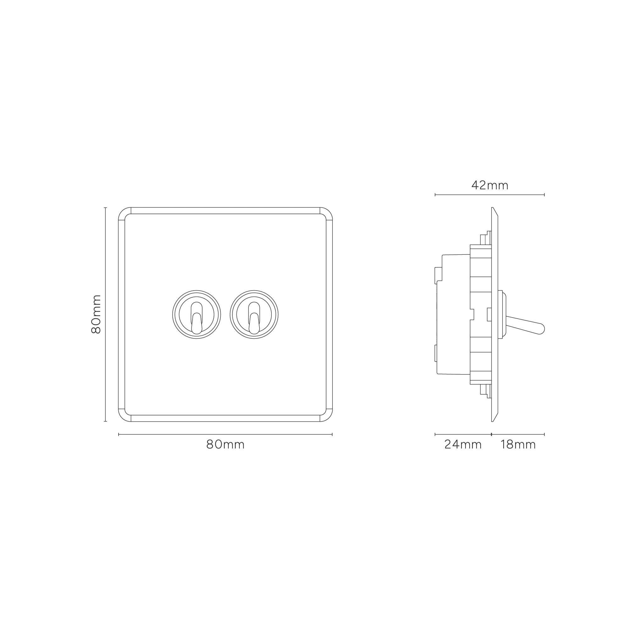 Kew Single 2x Toggle Switch - Clear Bronze - Image 3