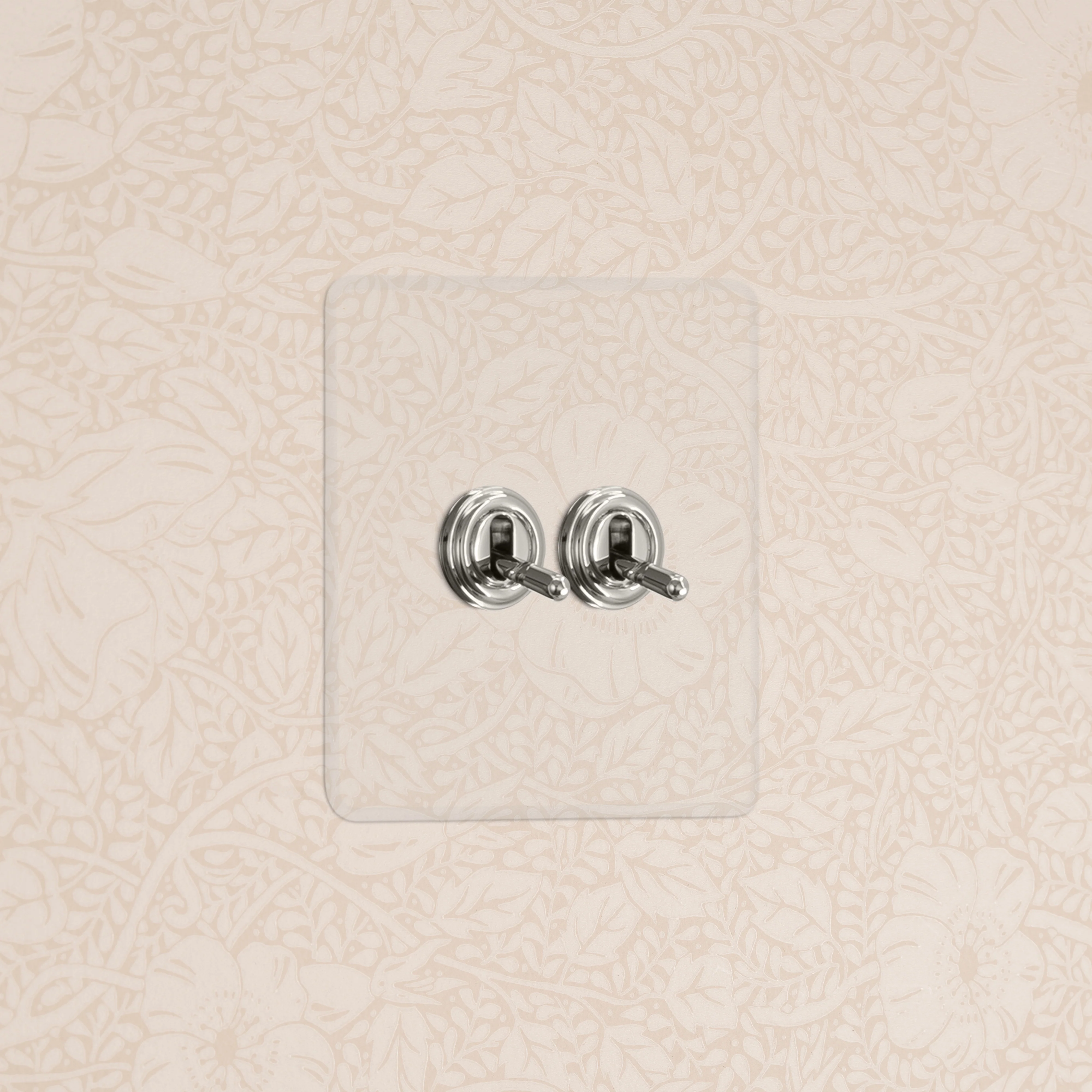 Kew Single 2x Toggle Switch - Clear Polished Nickel