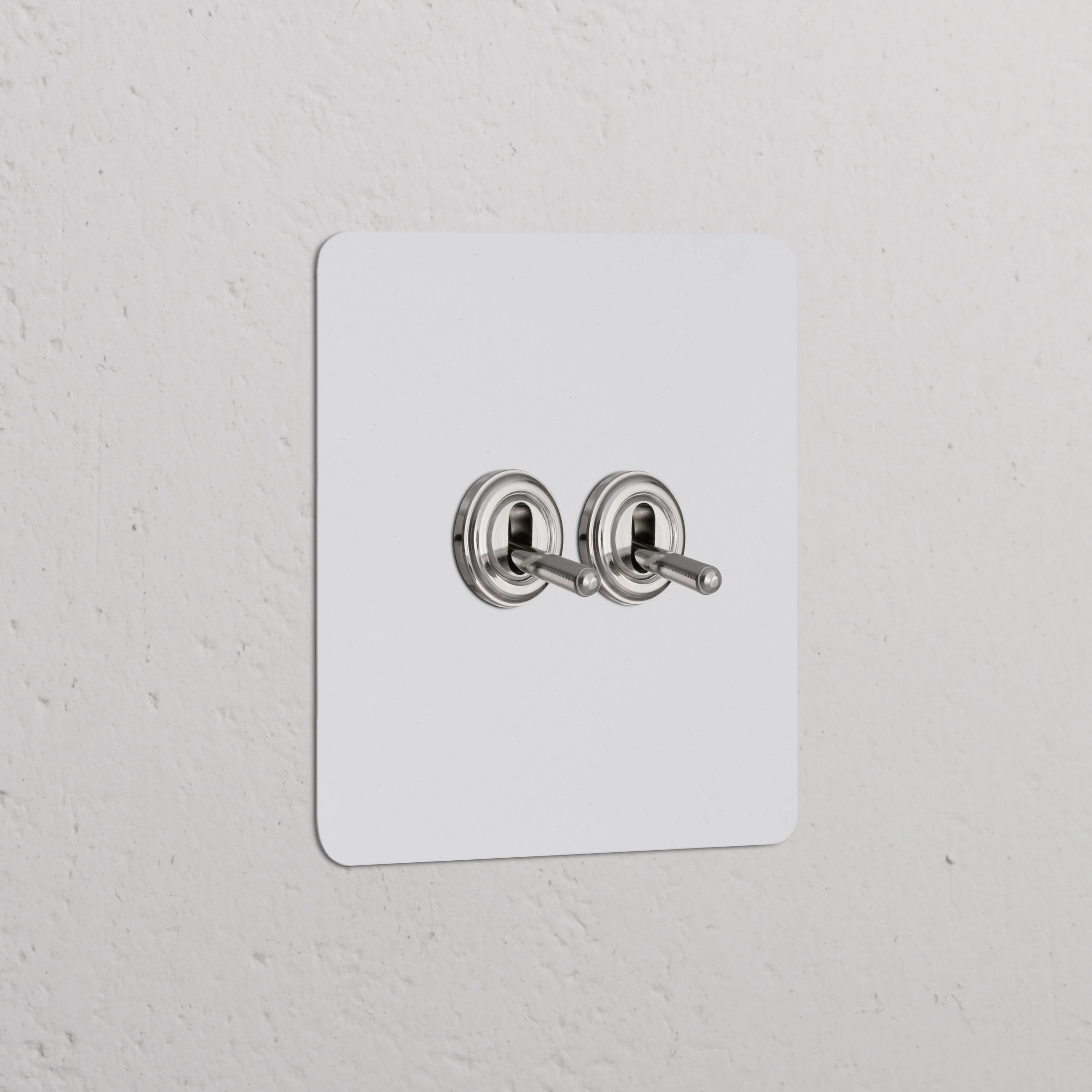 Kew Single 2x Toggle Switch - Paintable Polished Nickel