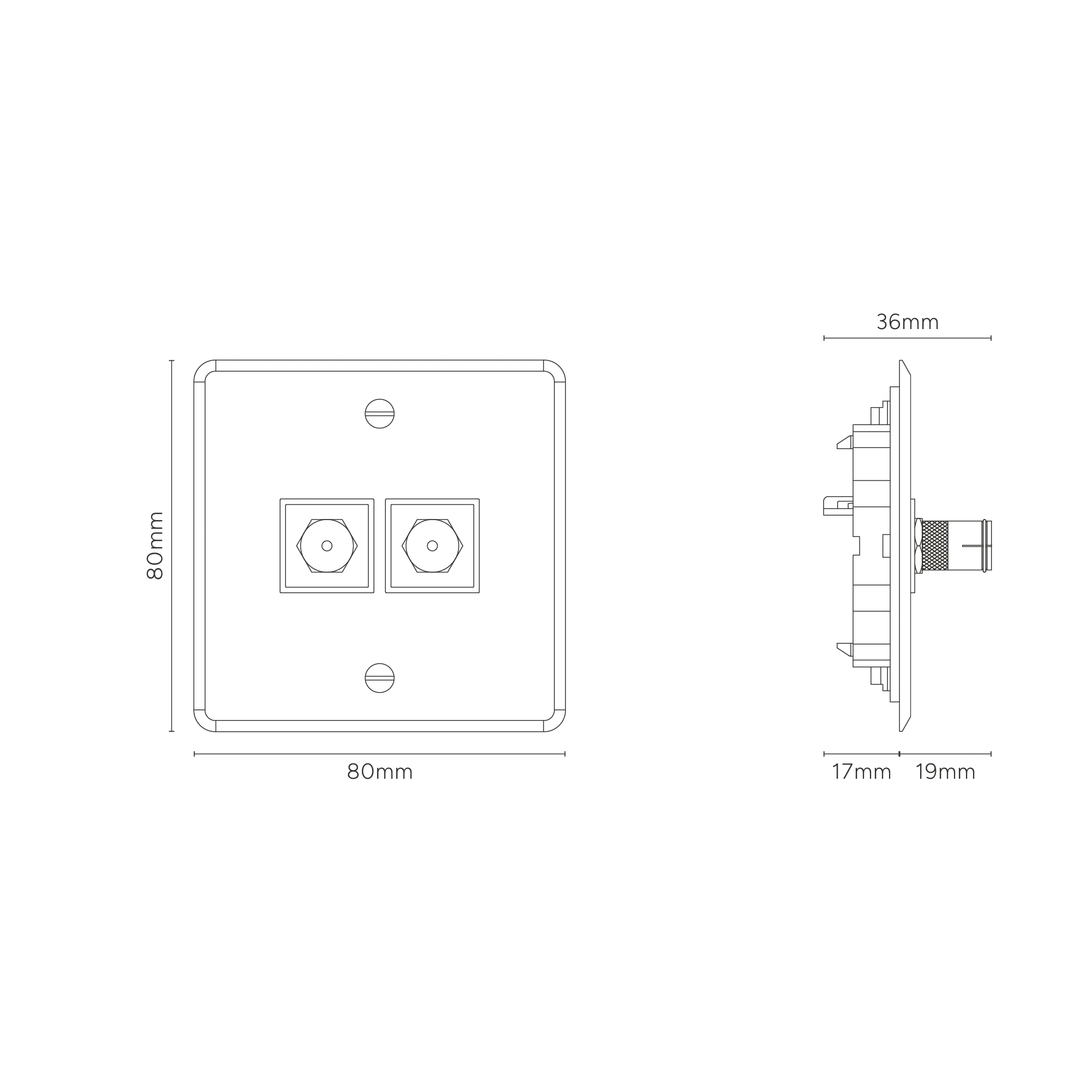 Kew Single 2x TV Socket - Clear | White - Image 3