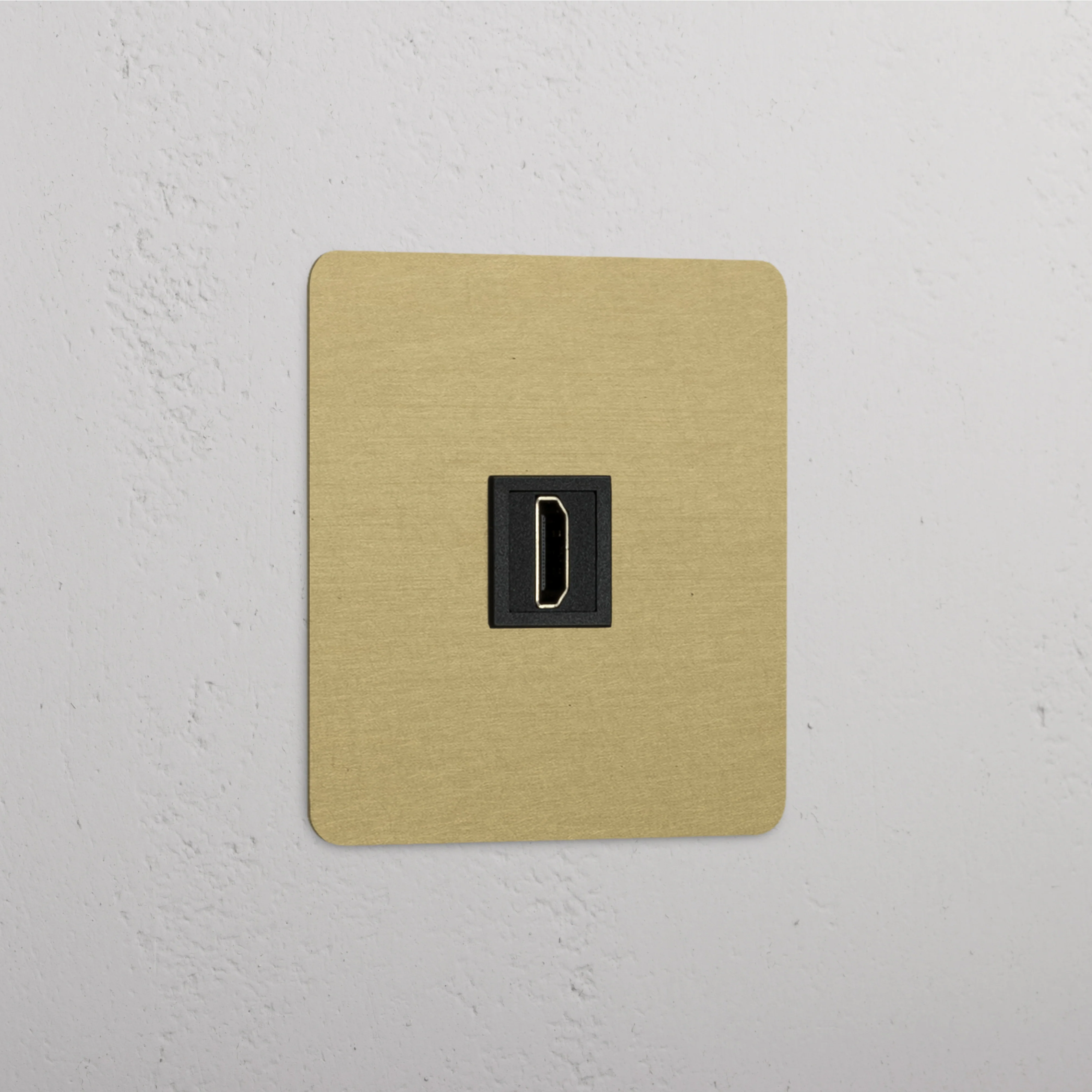 Kew Single HDMI Socket - Antique Brass | Black