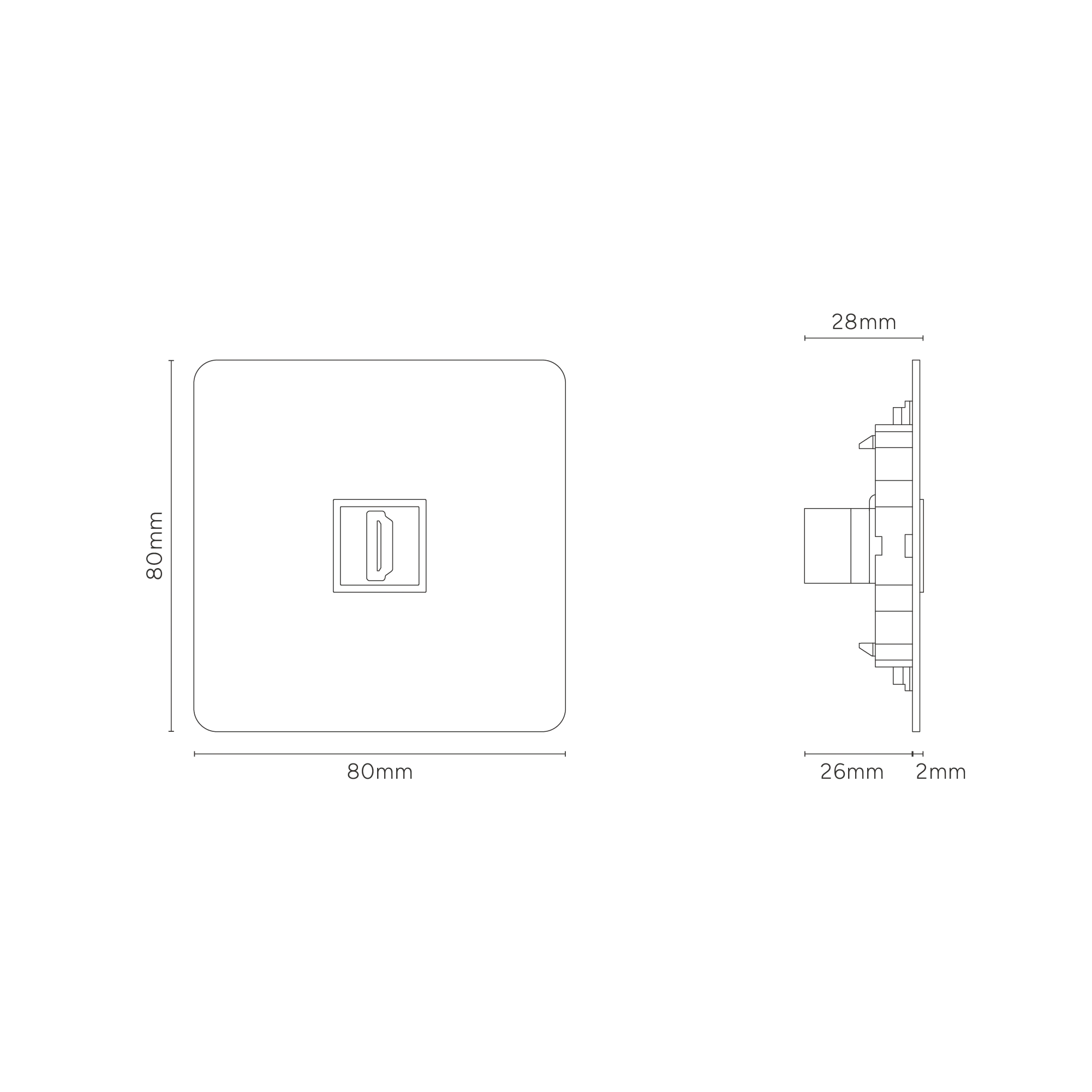Kew Single HDMI Socket - Antique Brass | Black - Image 3